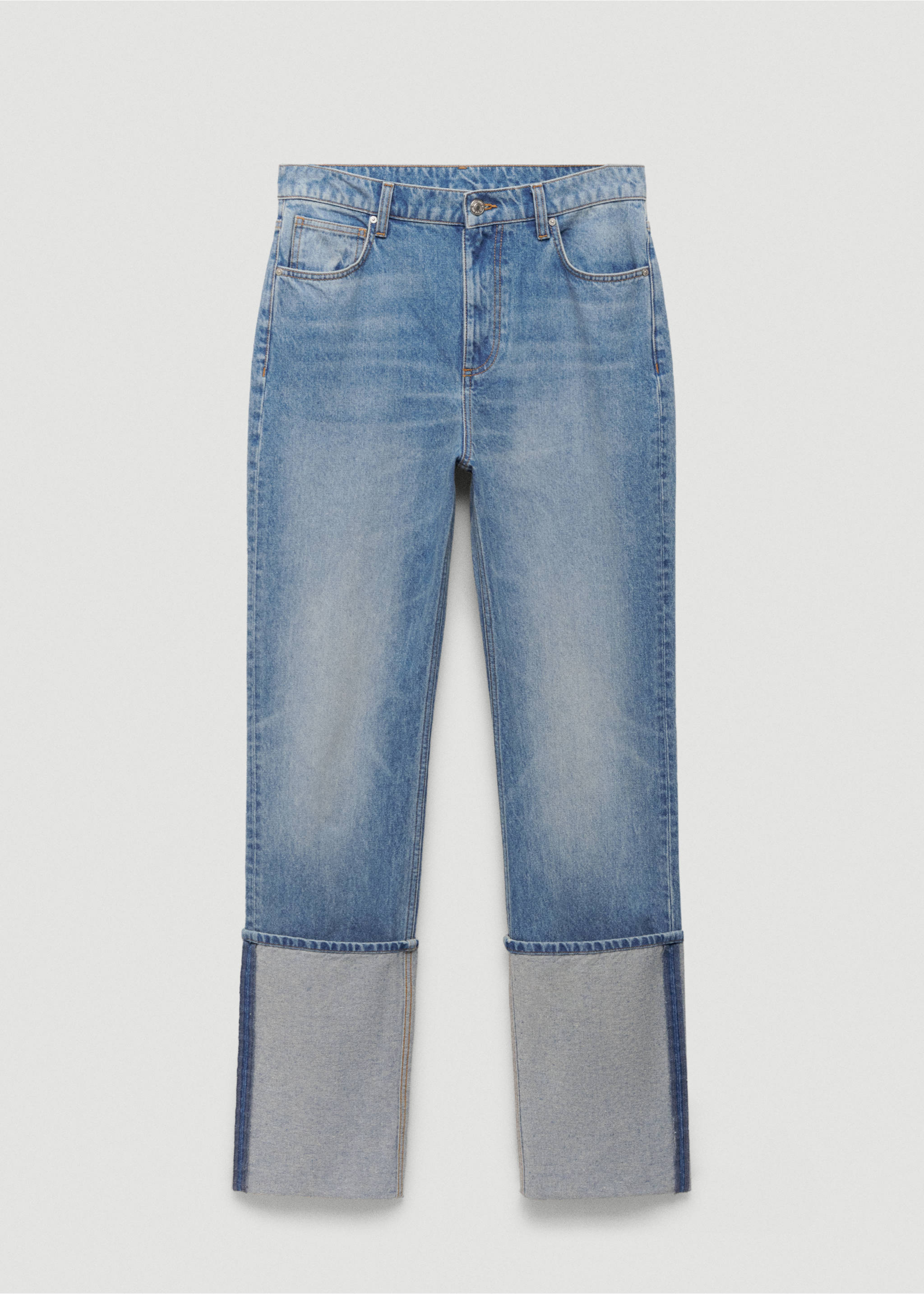 Turned-up straight jeans - Article without model, Medium Blue. Ref: 67094474-00.