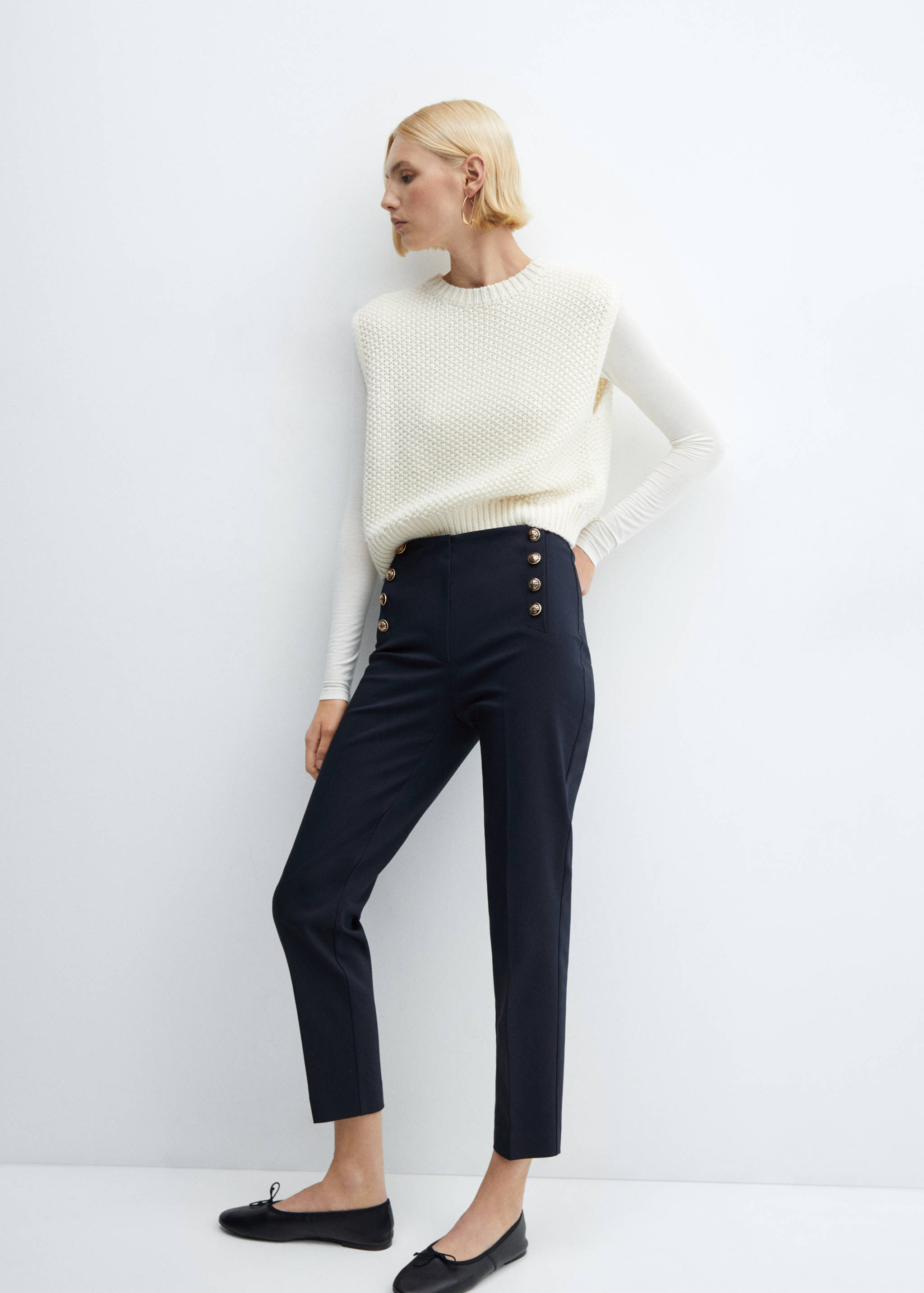 Cropped hlače s gumbima - Detalji artikla 2