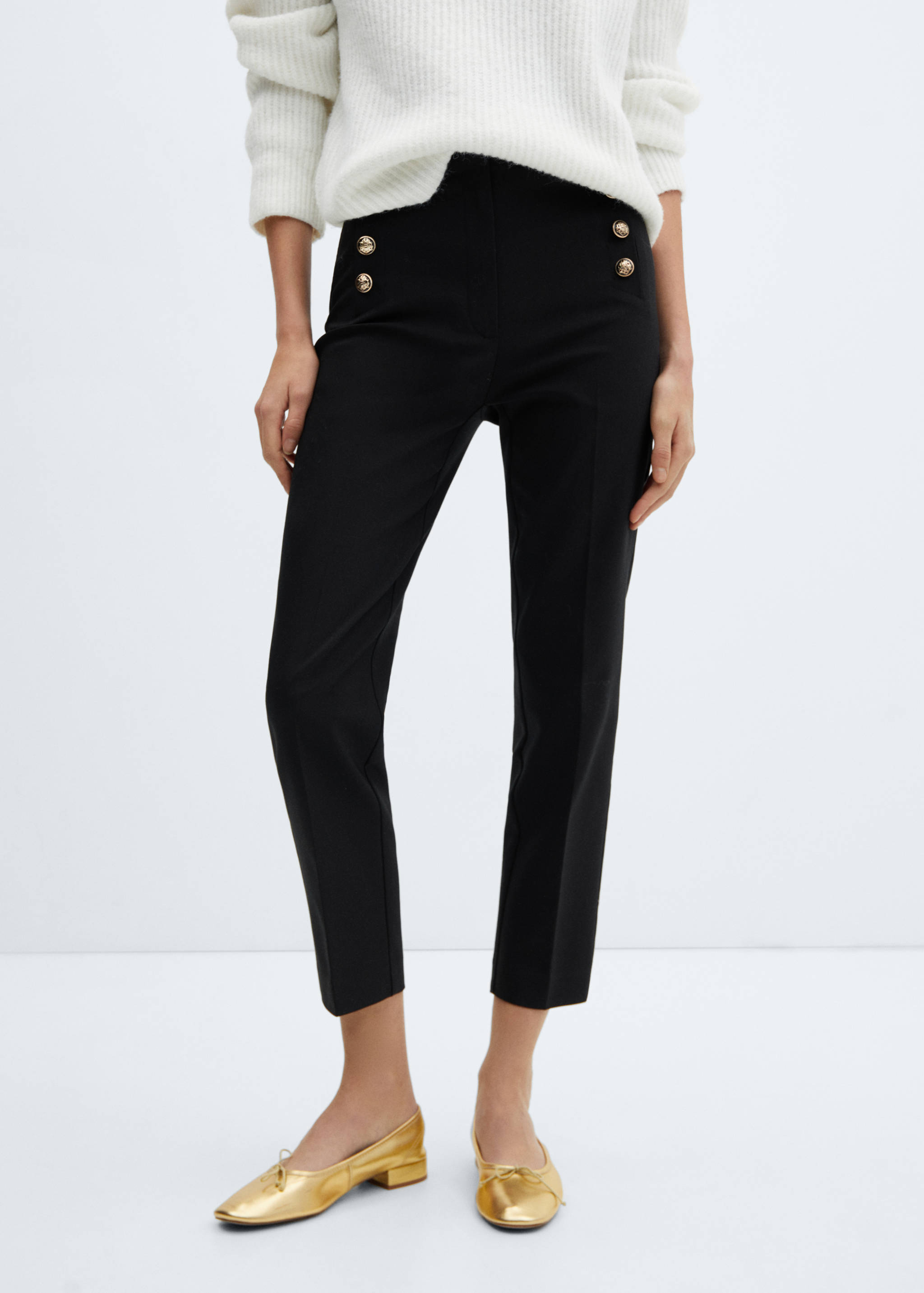Cropped broek met knopen - Middenvlak