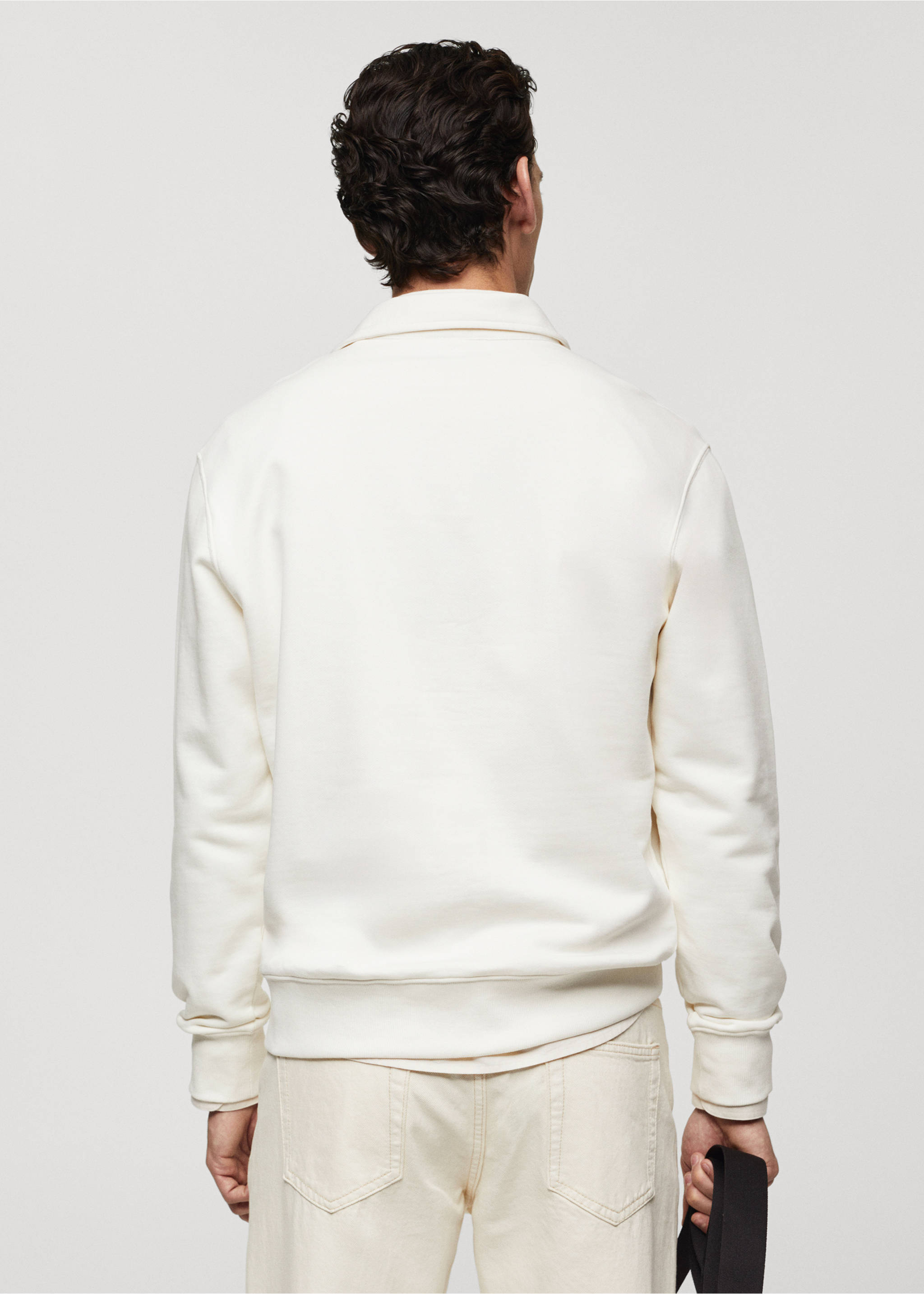 Cotton polo sweatshirt - Reverse of the article, Ecru. Ref: 67094479-00.