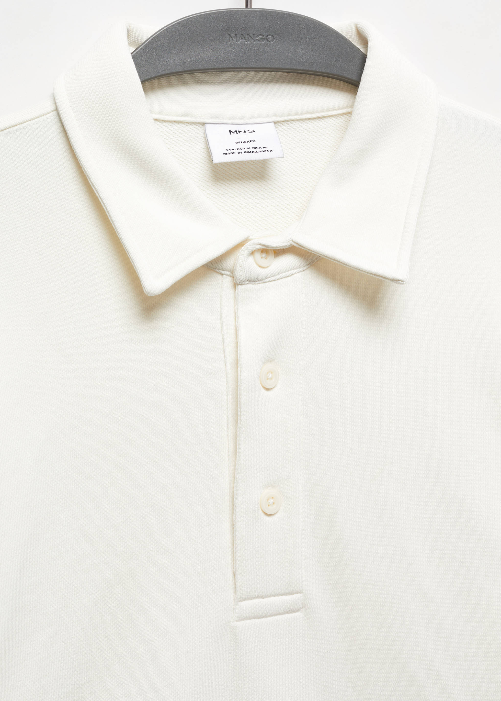 Cotton polo sweatshirt - Details of the article 8, Ecru. Ref: 67094479-00.