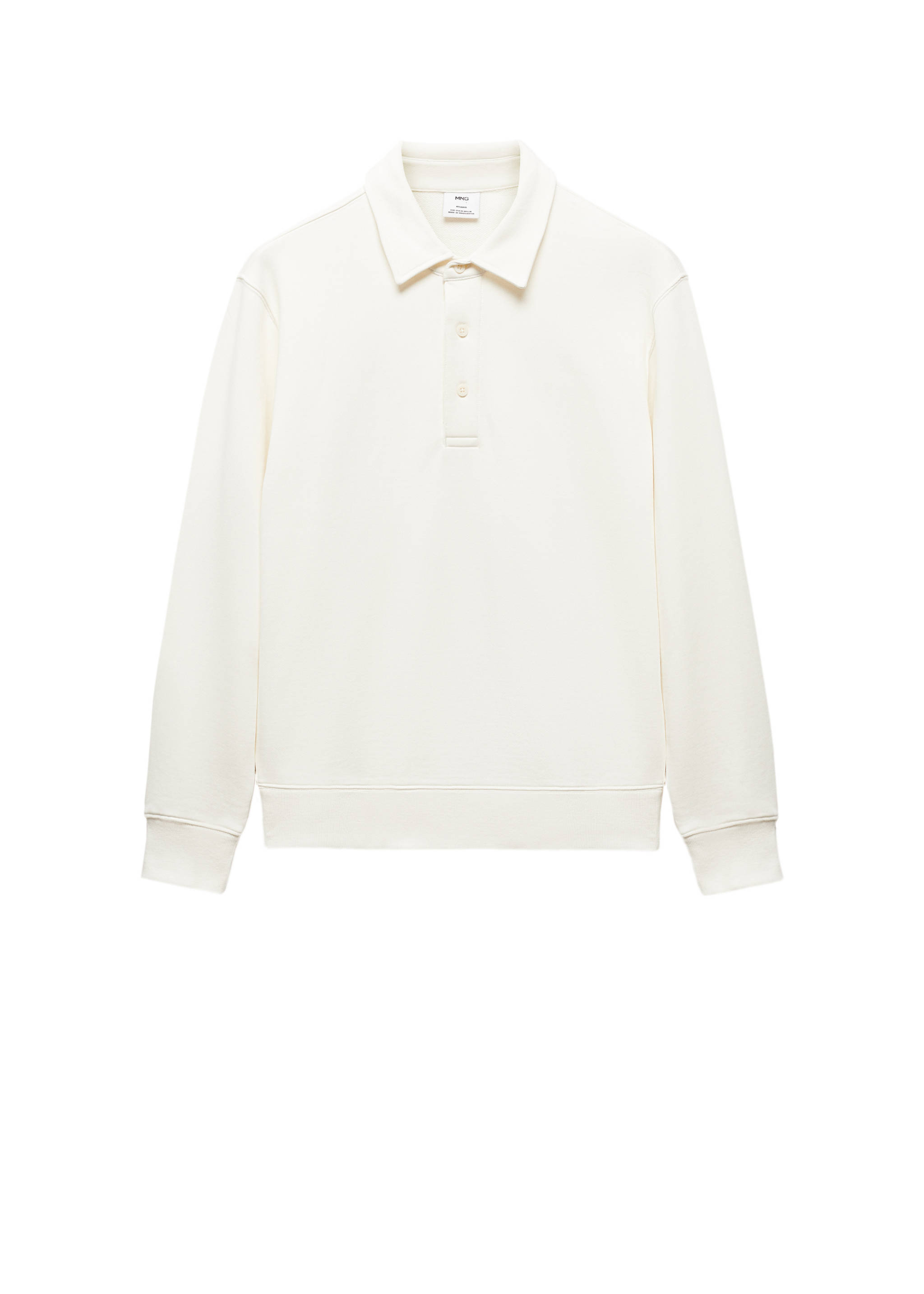 Cotton polo sweatshirt - Details of the article 9, Ecru. Ref: 67094479-00.