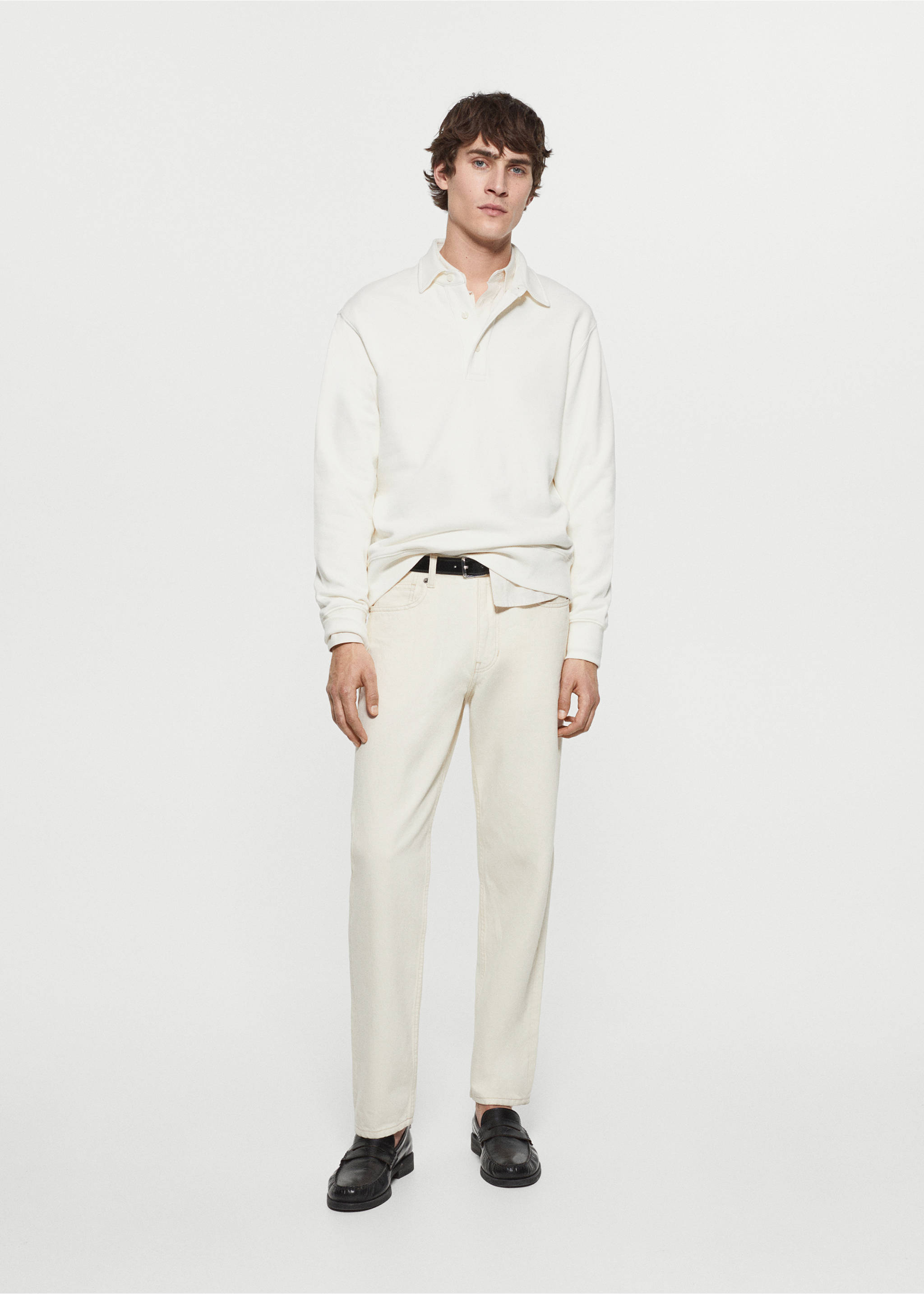 Cotton polo sweatshirt - Details of the article 5, Ecru. Ref: 67094479-00.