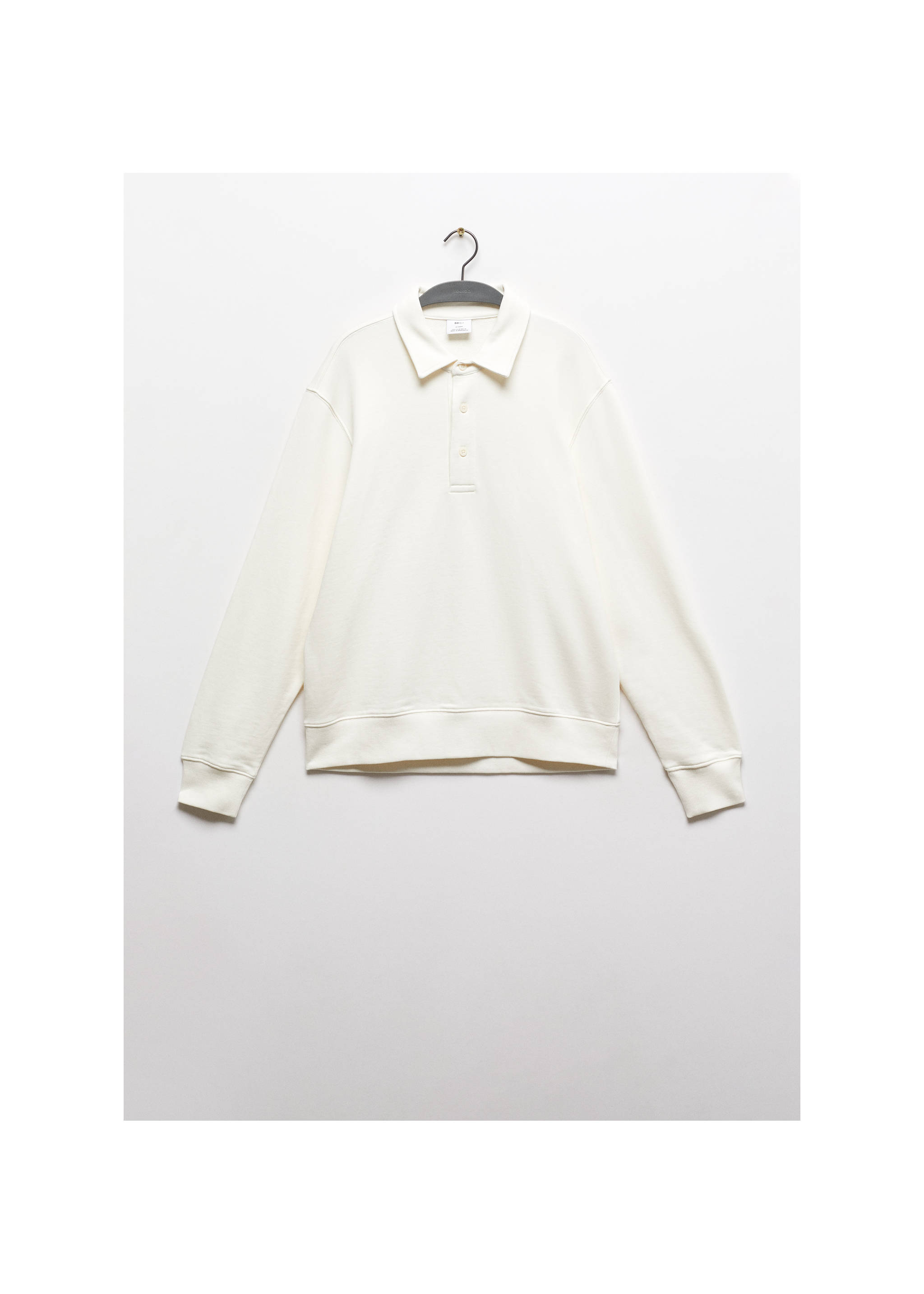 Cotton polo sweatshirt - Article without model, Ecru. Ref: 67094479-00.