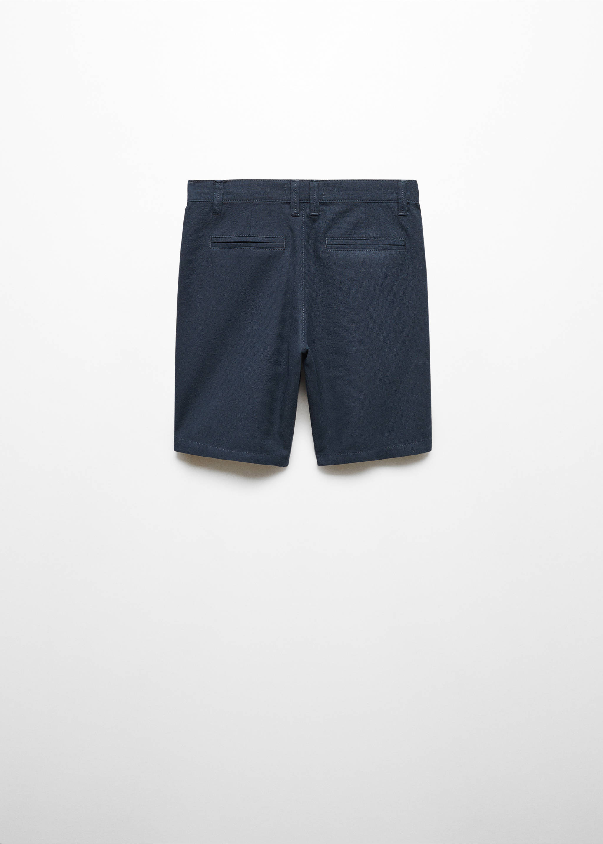Bermuda chino lin - Verso de l’article, Bleu marine foncé. Ref: 67094784-00.