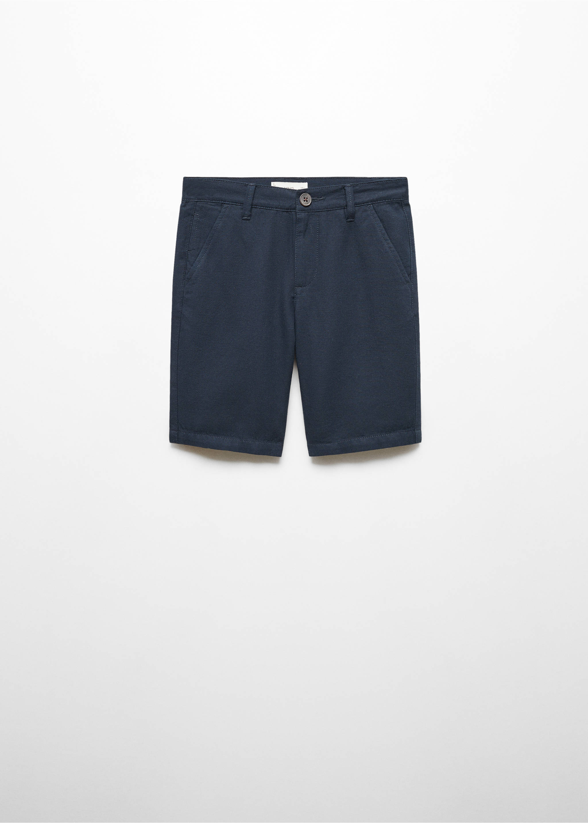 Bermuda chino lin - Article sans modèle, Bleu marine foncé. Ref: 67094784-00.