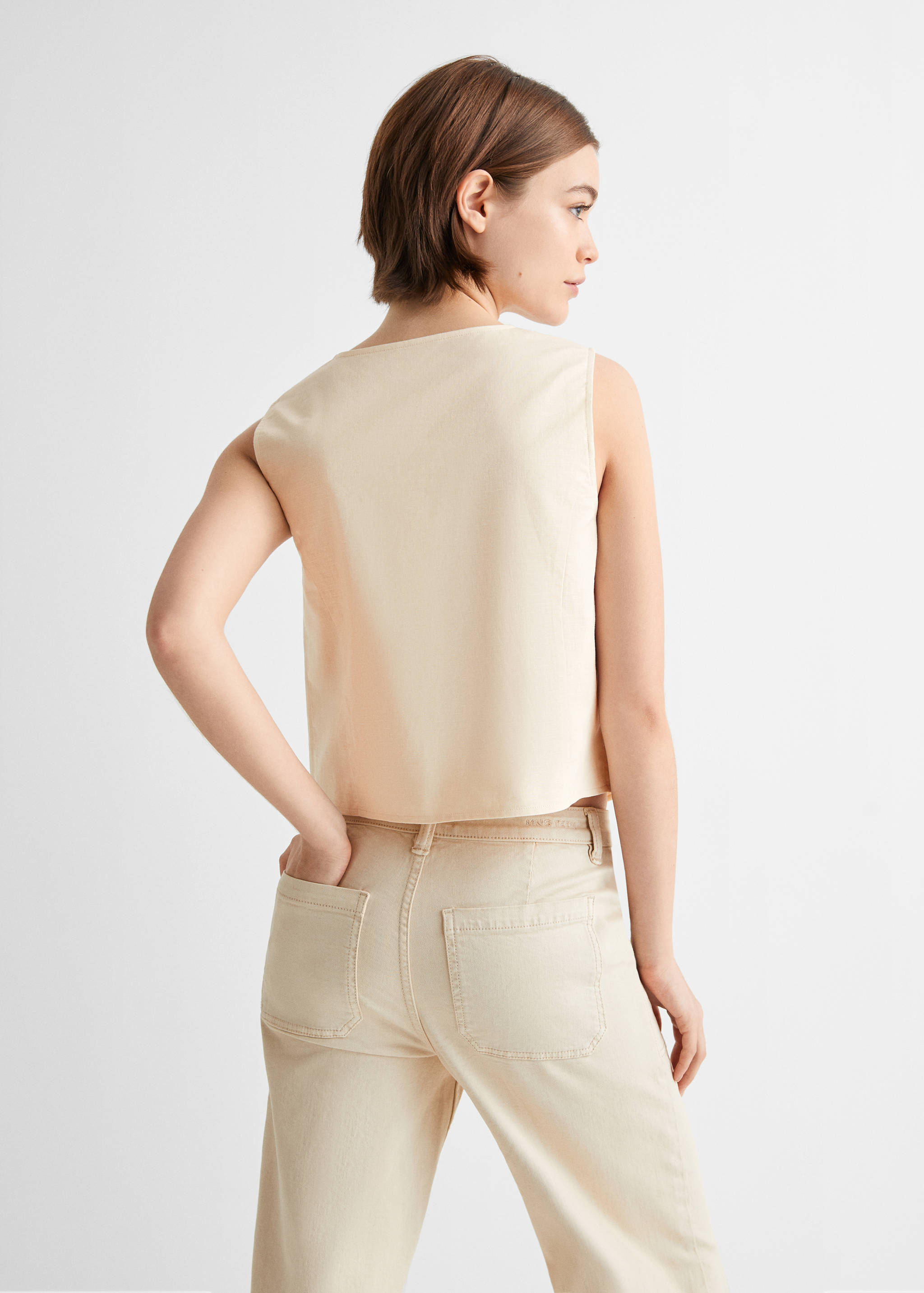 Double-breasted cotton gilet - Reverse of the article