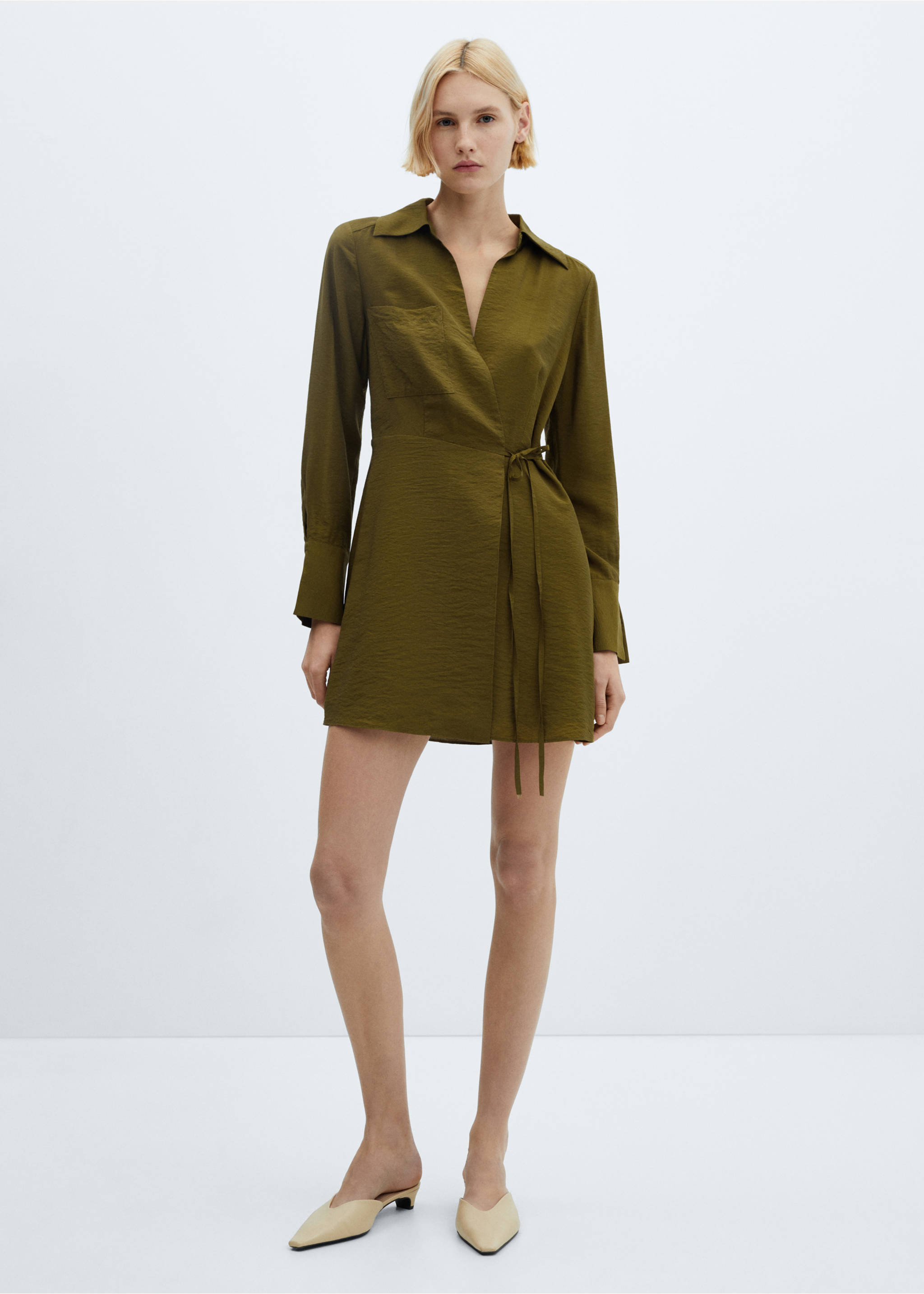 Bow wrap dress - General plane, Khaki. Ref: 67095739-00.