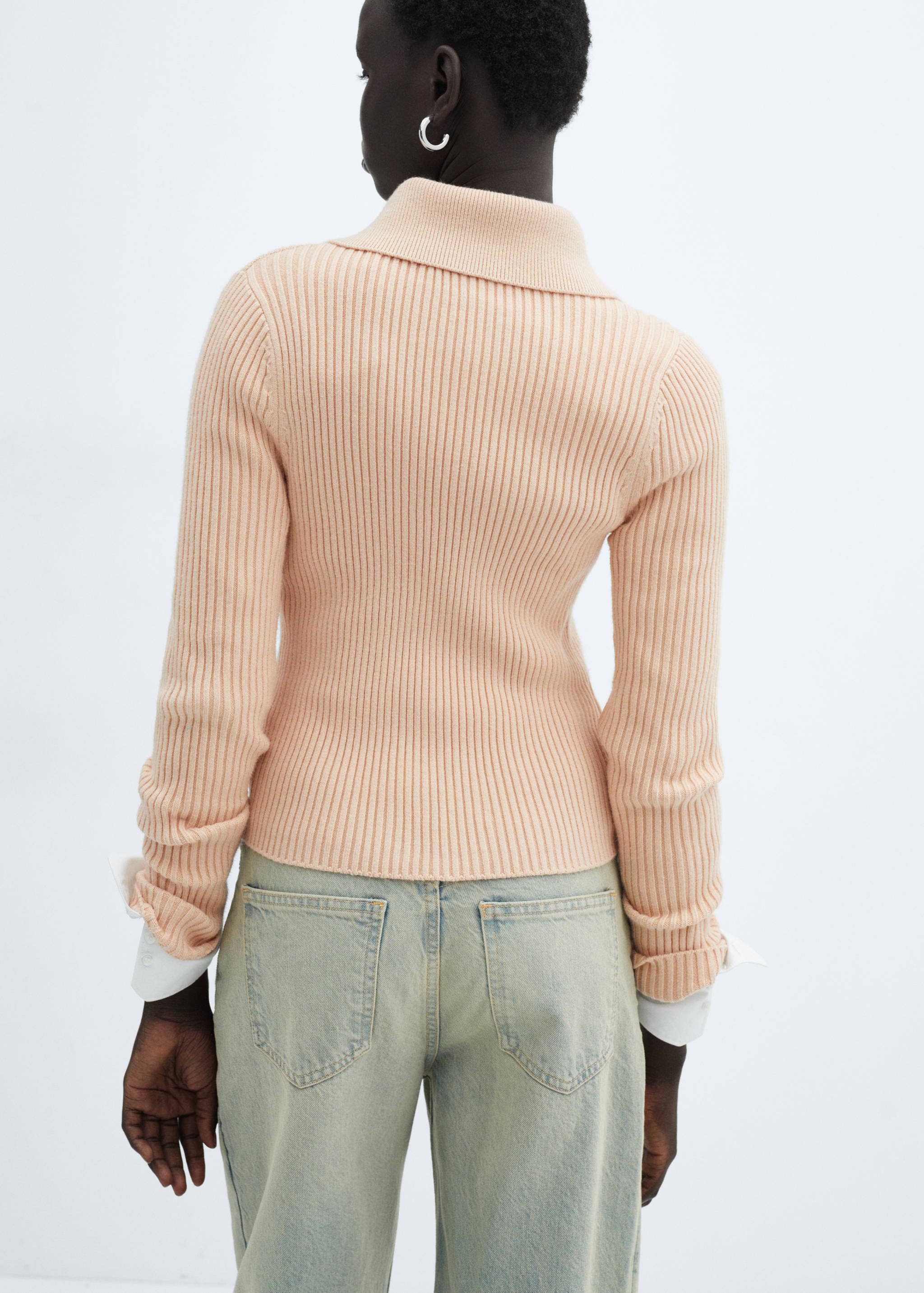Ribbed cardigan with zip - Reverse of the article