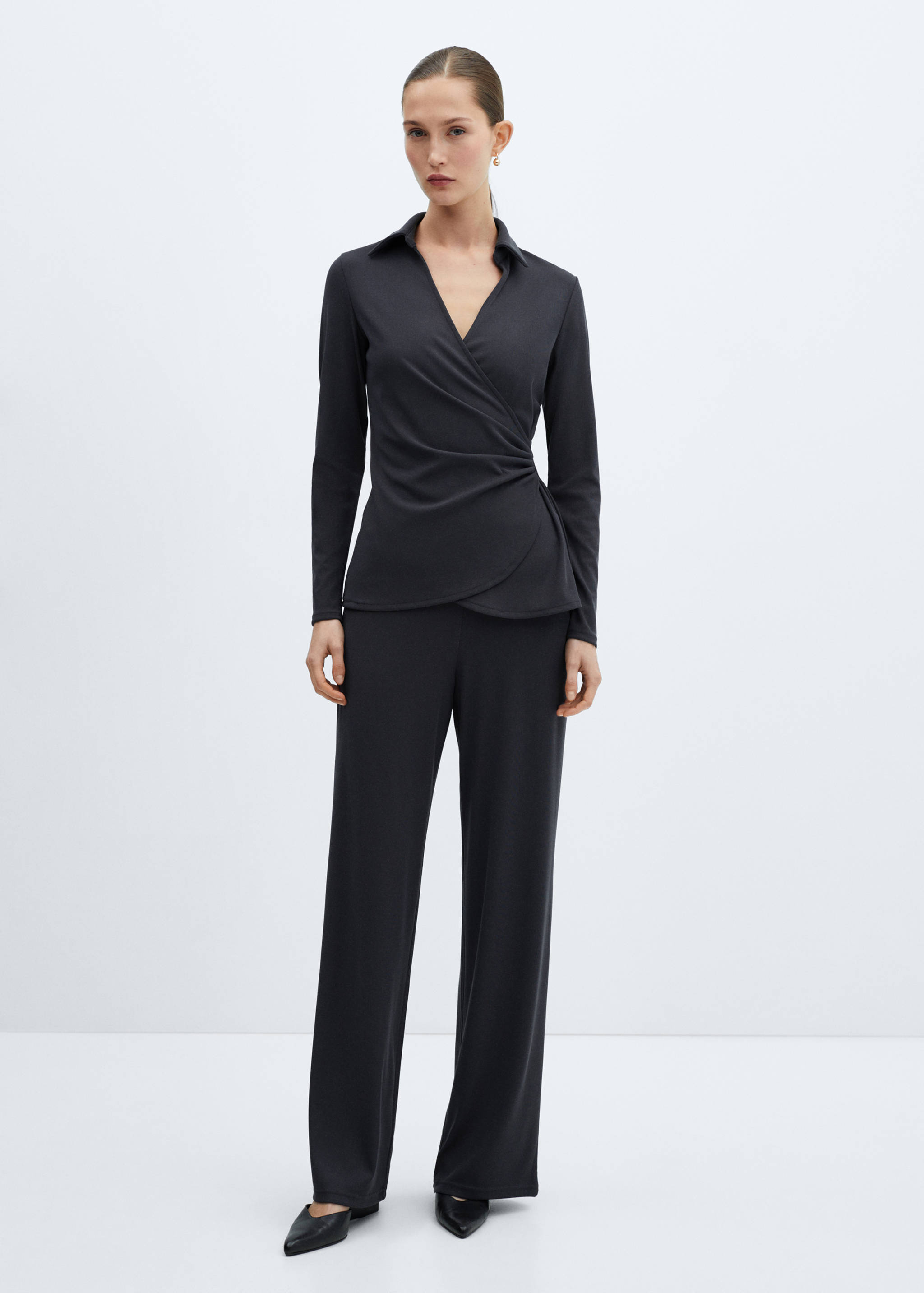 Wide leg trousers with elastic waist - General plane