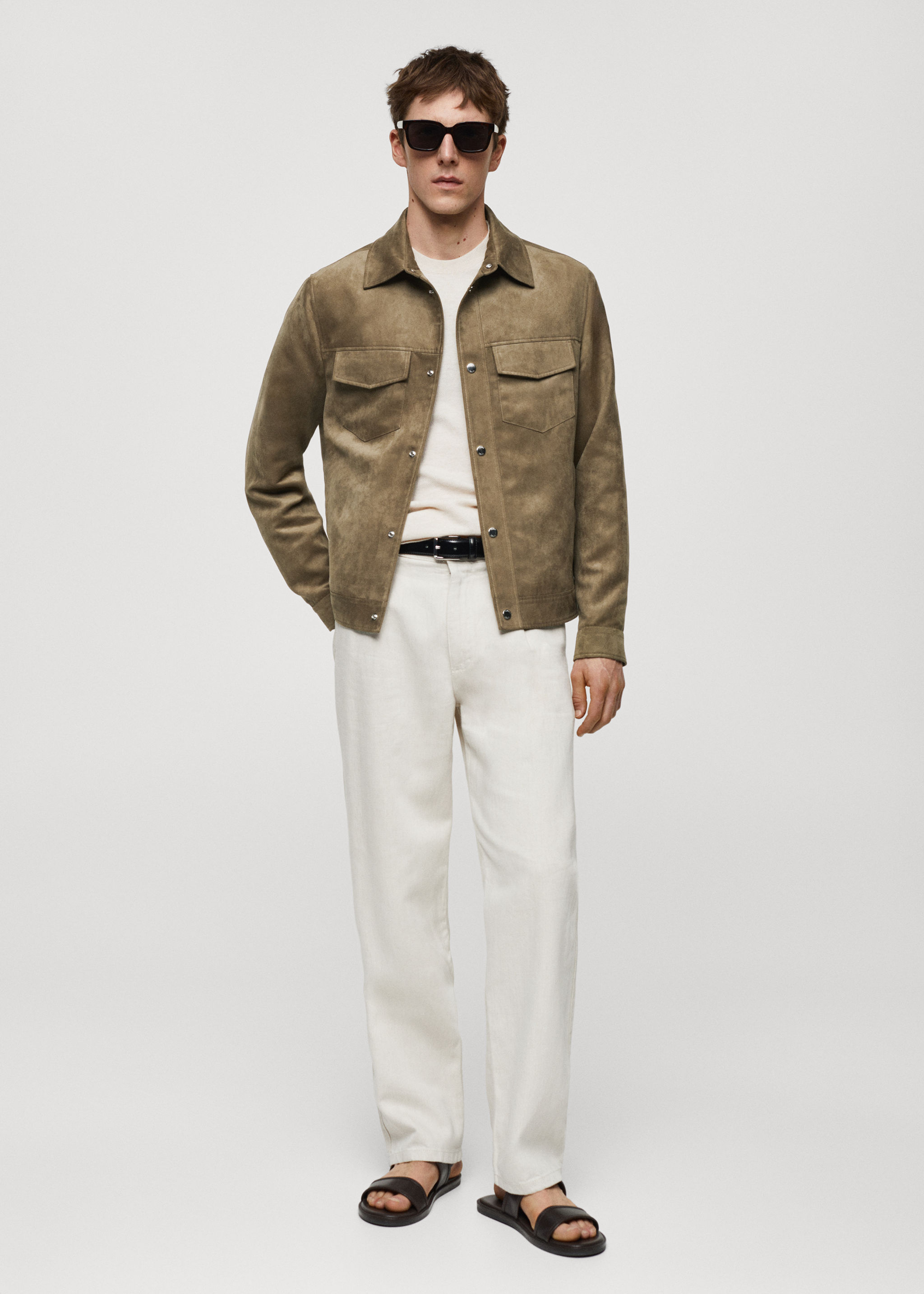 Suede-effect jacket with pockets - Men | MANGO OUTLET USA Suede-effect jacket with pockets - Men | MANGO OUTLET USA