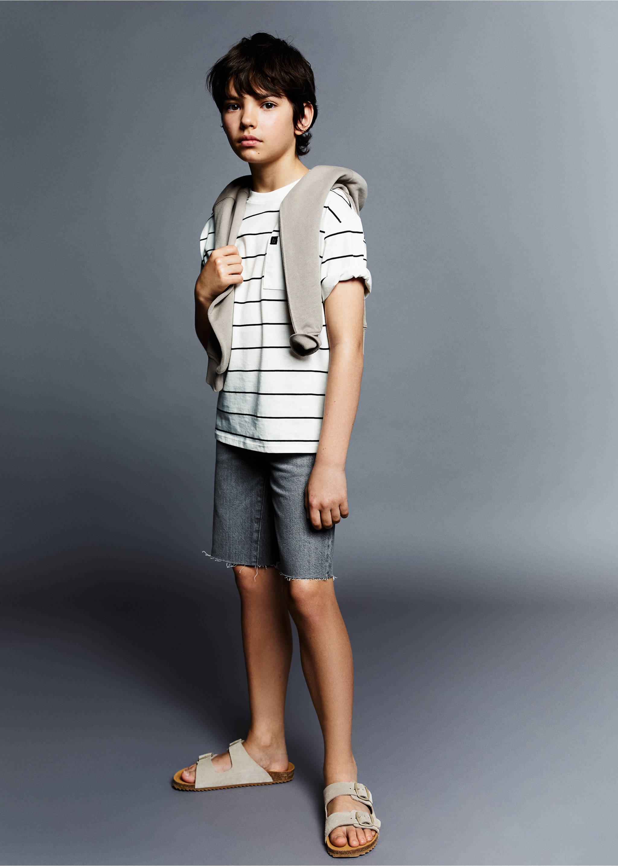 Bermudes denim vora desfilada - Pla general, Gris denim. Ref: 67095998-00.