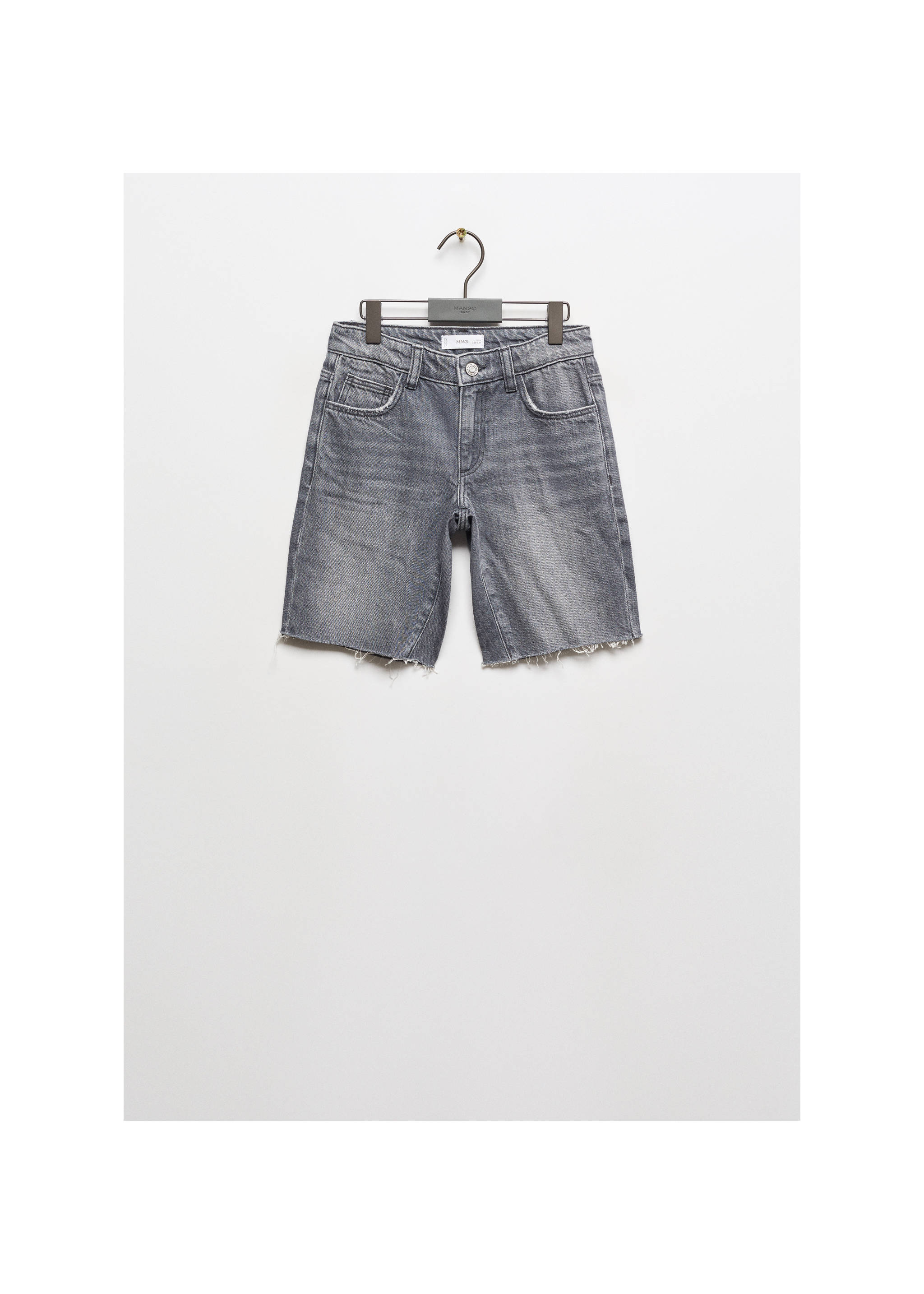 Frayed hem denim shorts - Article without model, Denim Grey. Ref: 67095998-00.