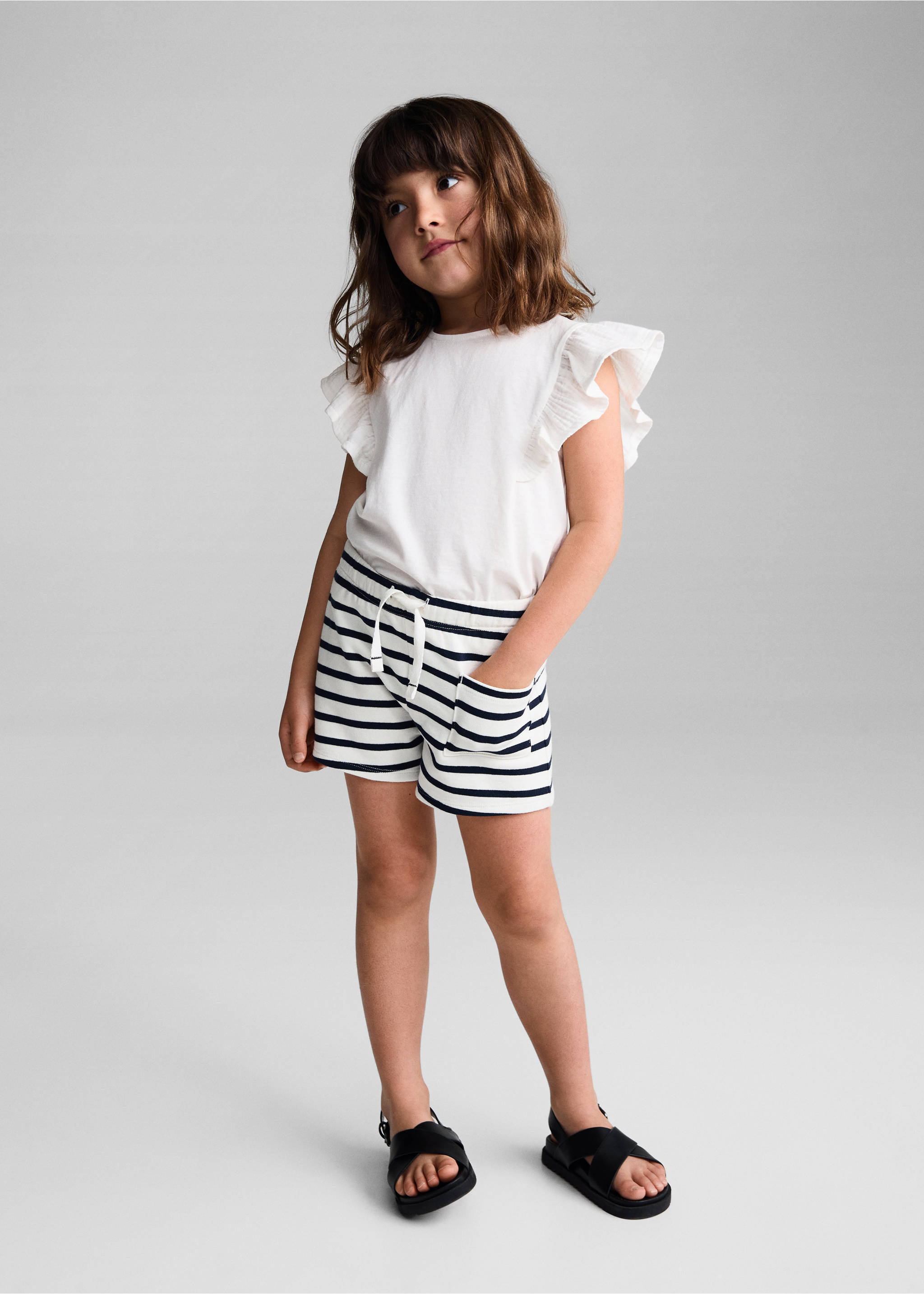 Short estampado rayas - Plano general, Blanco roto. Ref: 67096040-00.