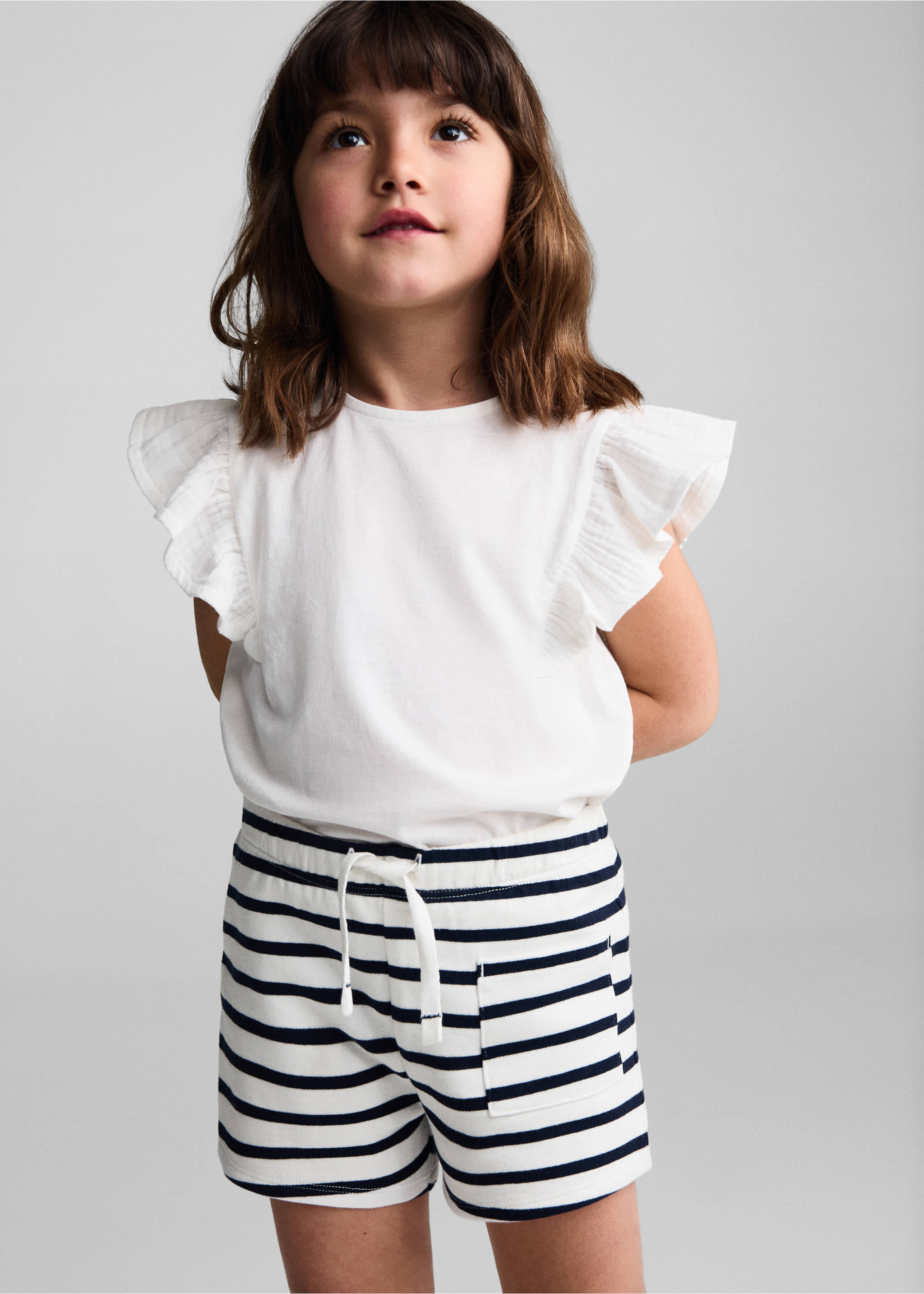 Short estampado rayas - Plano medio, Blanco roto. Ref: 67096040-00.