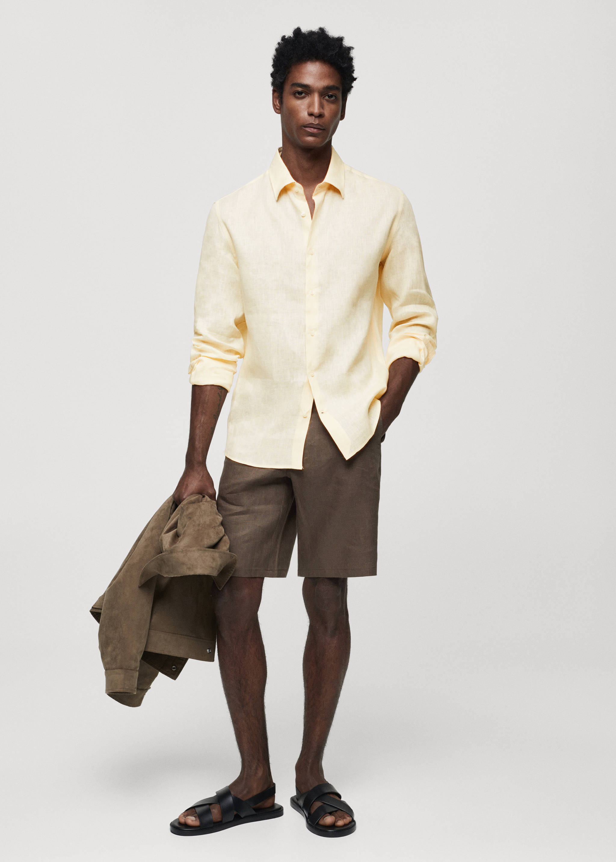 Regular-fit 100% linen shirt - General plane