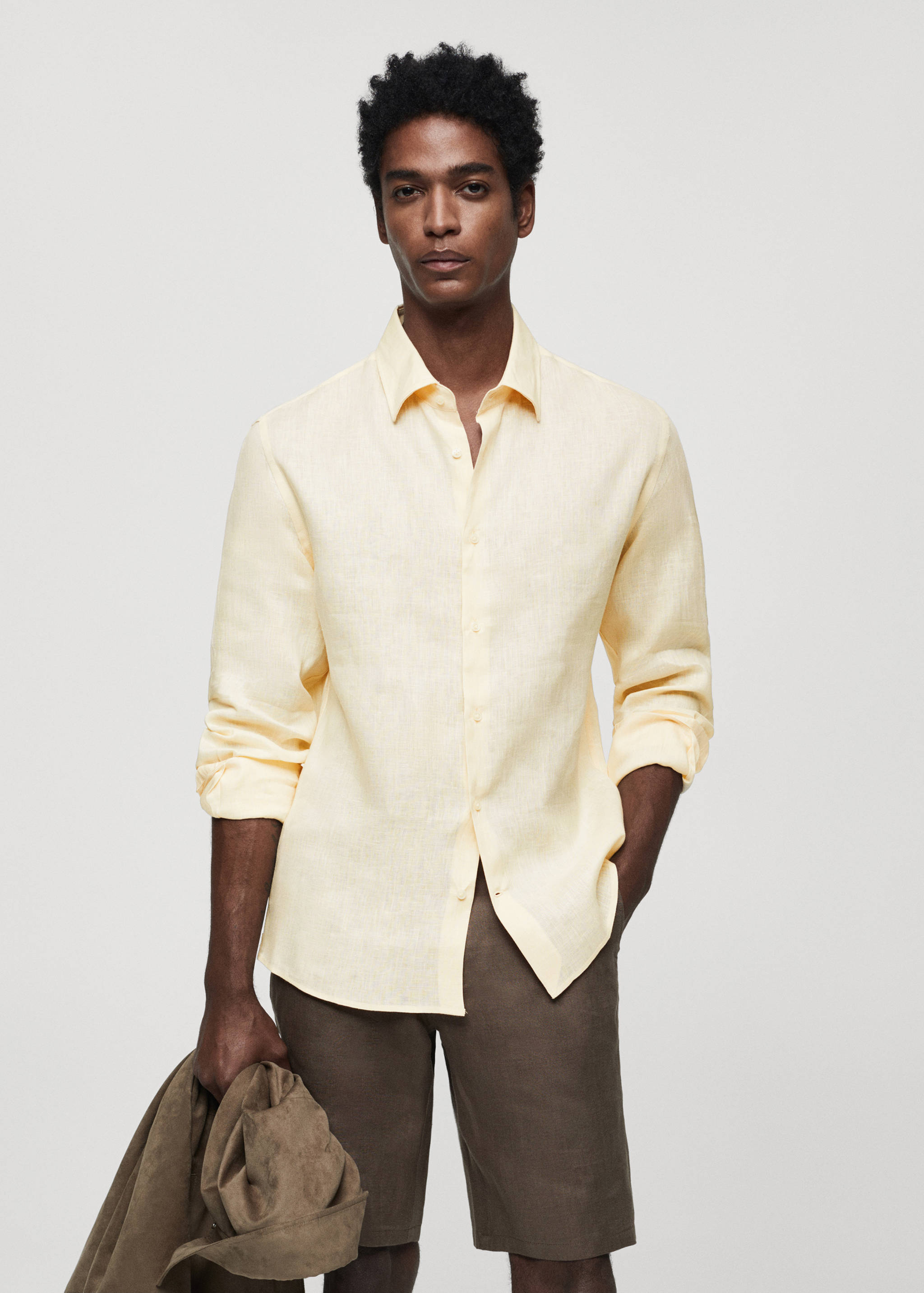 Regular-fit 100% linen shirt - Medium plane