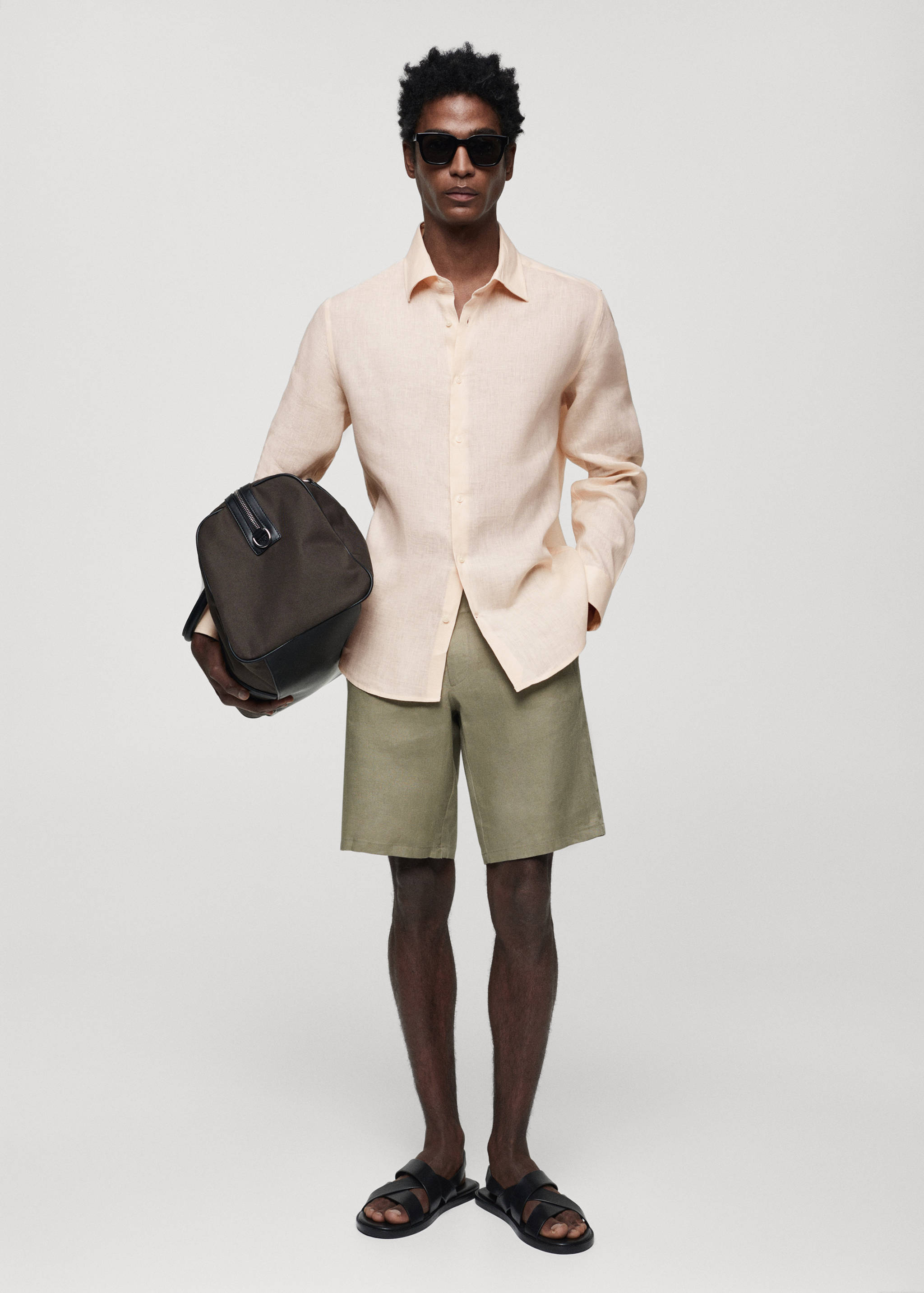 Regular-fit 100% linen shirt - General plane