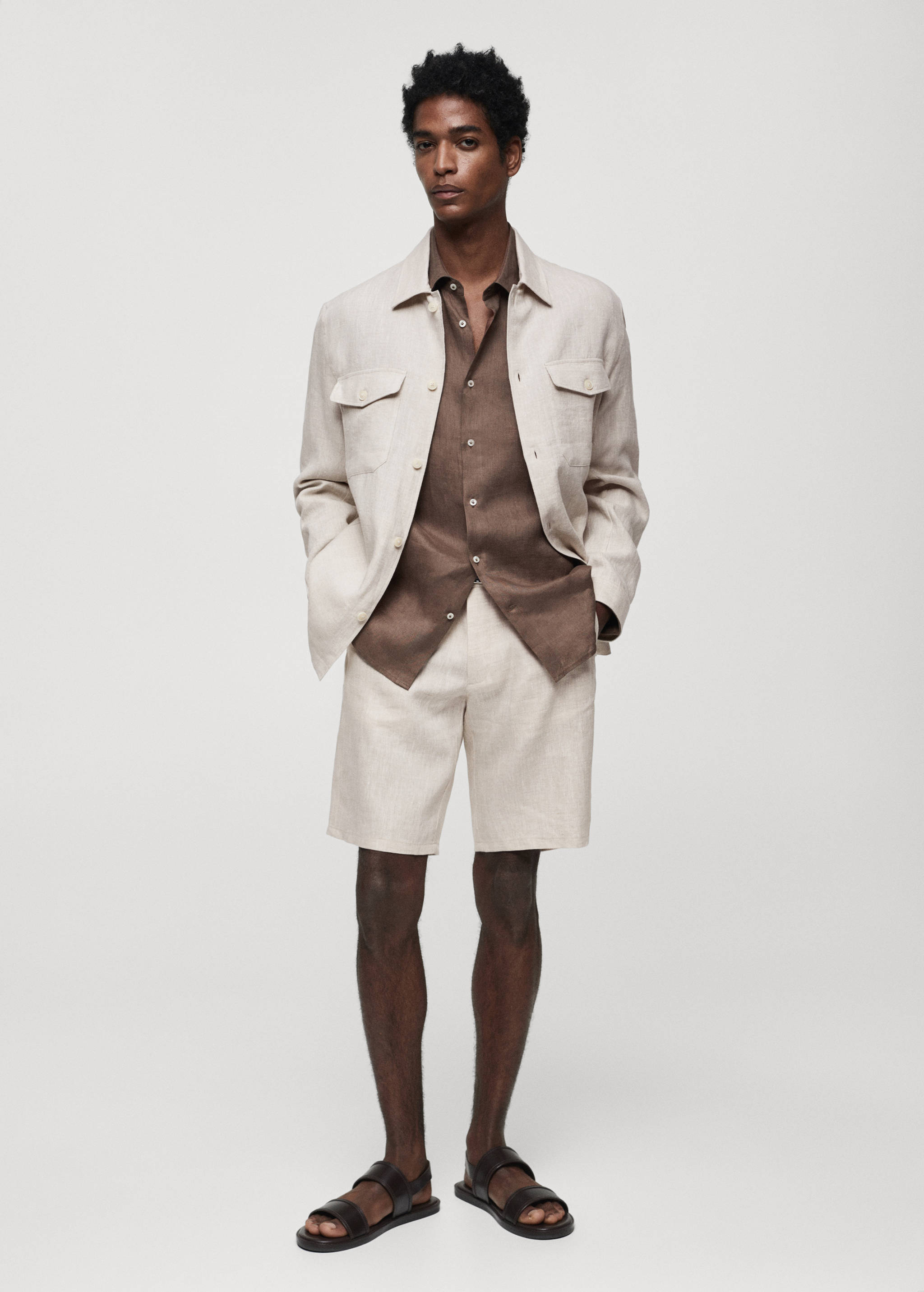 Regular-fit 100% linen shirt - General plane