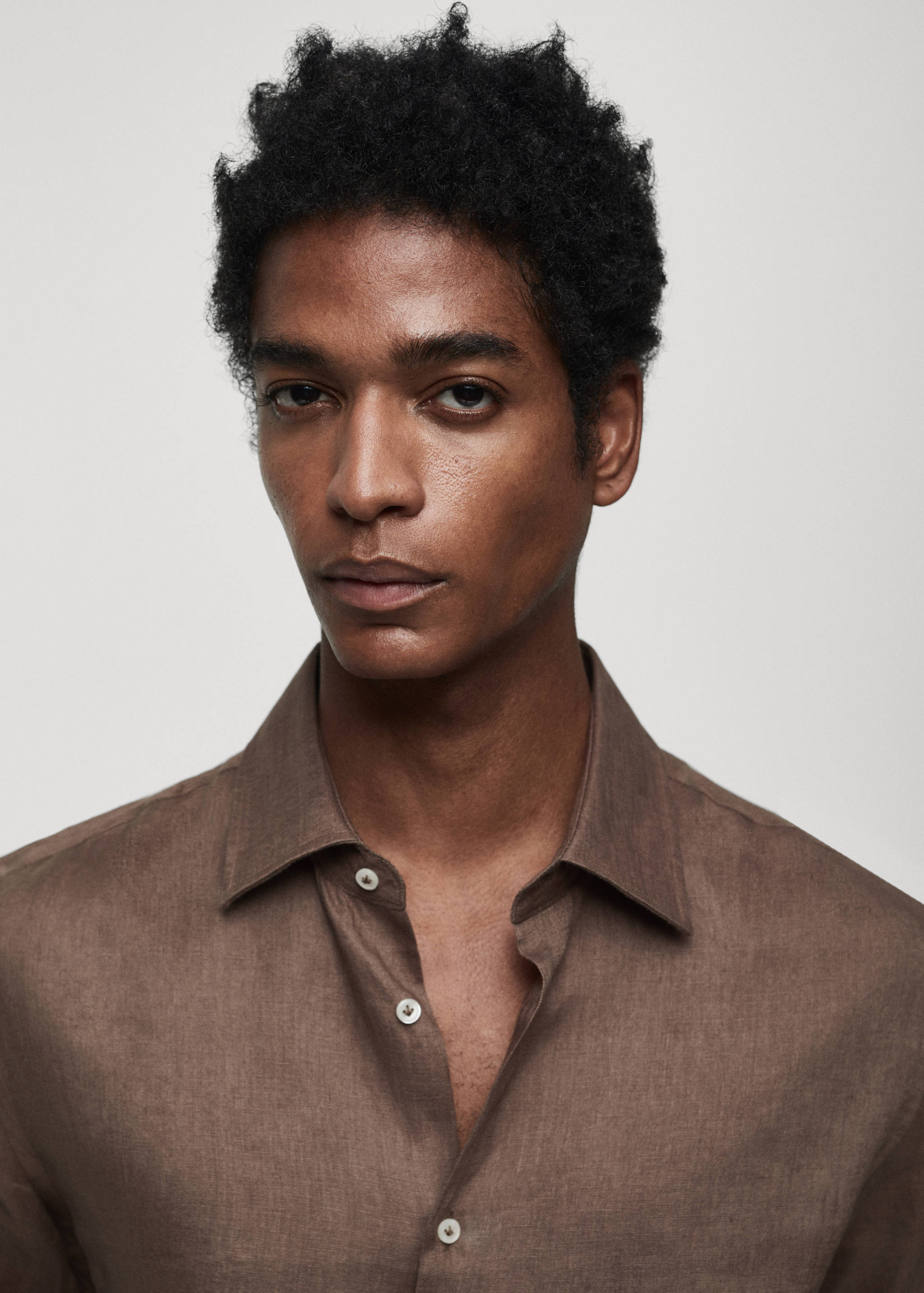 Regular-fit 100% linen shirt - Details of the article 1