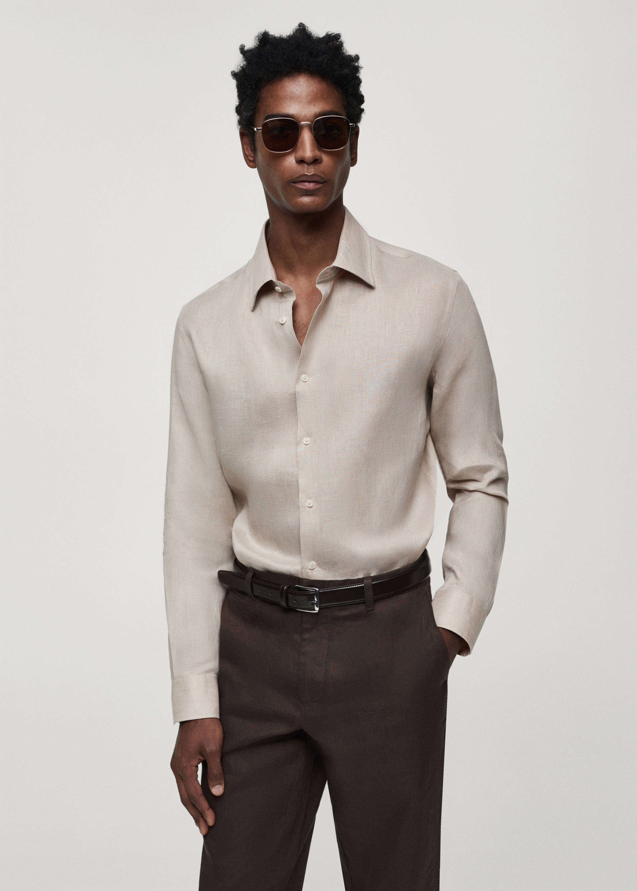 Regular-fit 100% linen shirt - Medium plane