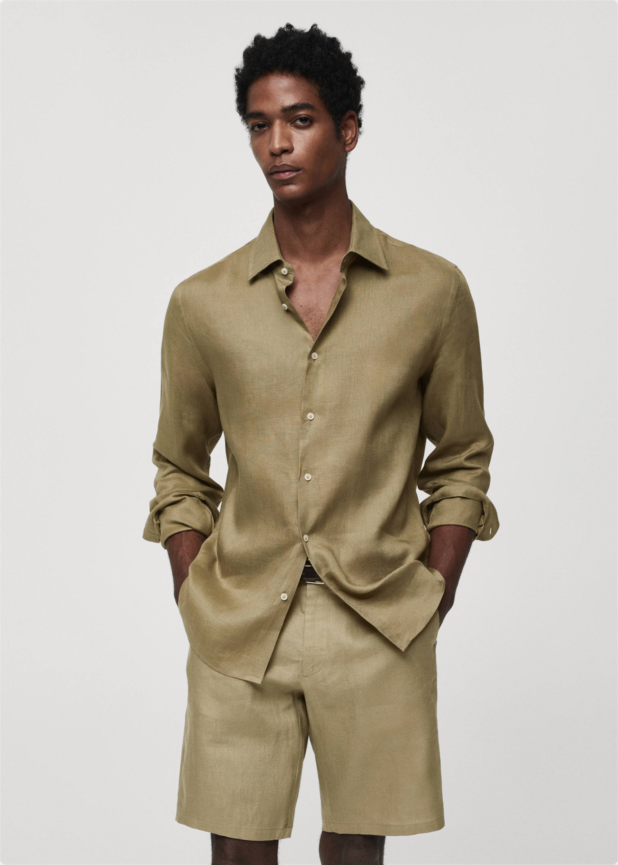 Regular-fit 100% linen shirt - Medium plane