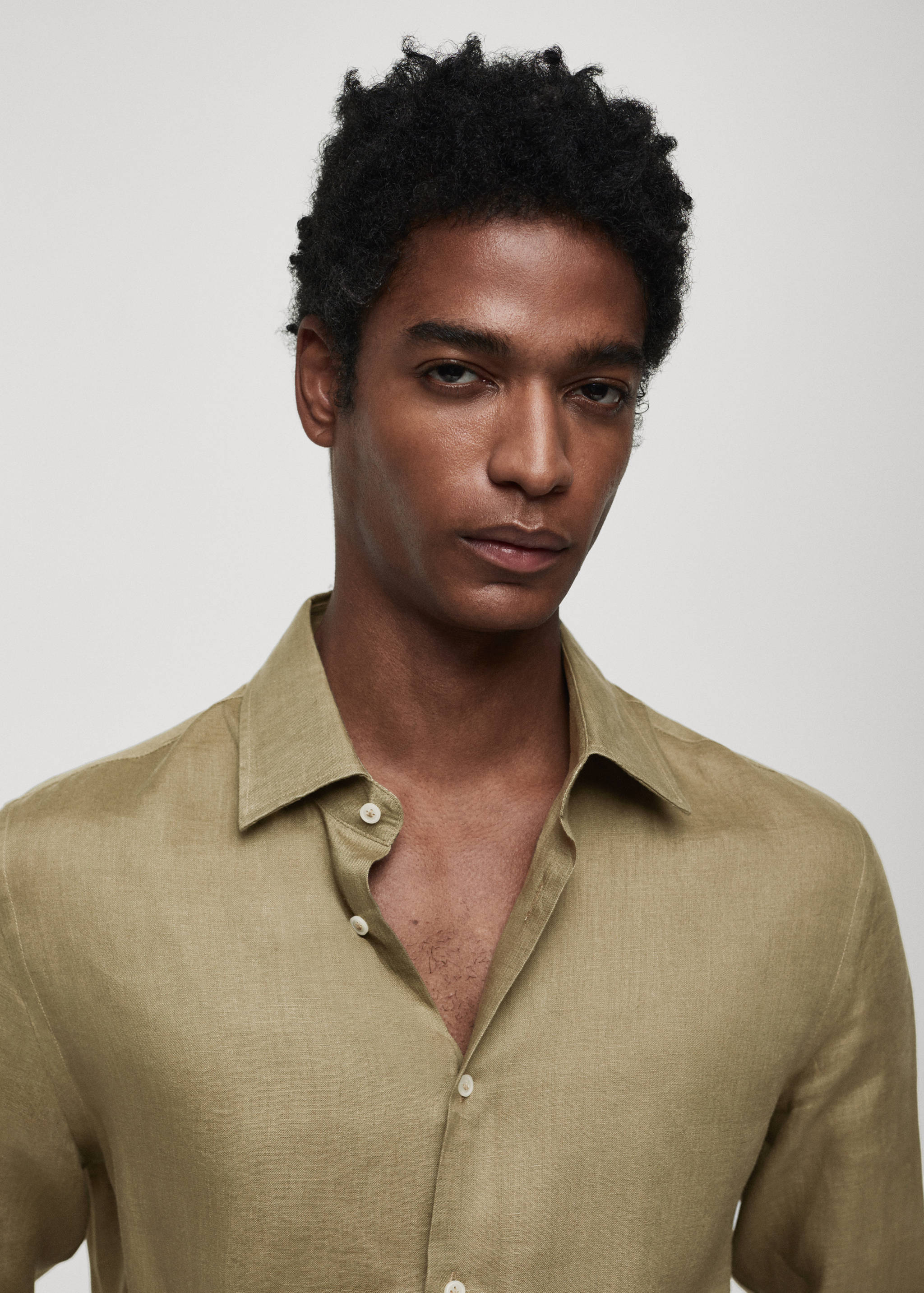 Regular-fit 100% linen shirt - Details of the article 1