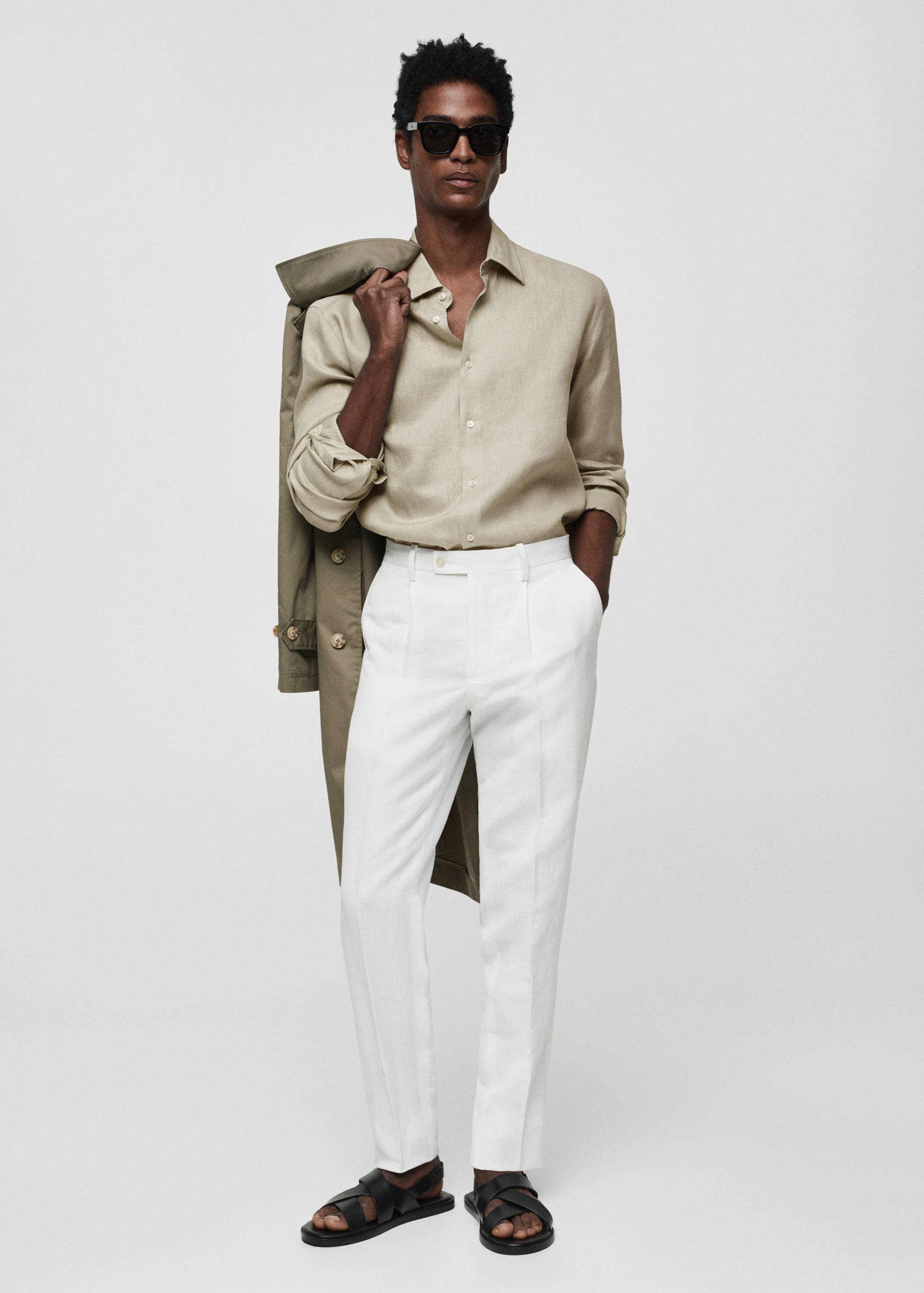 Regular-fit 100% linen shirt - General plane