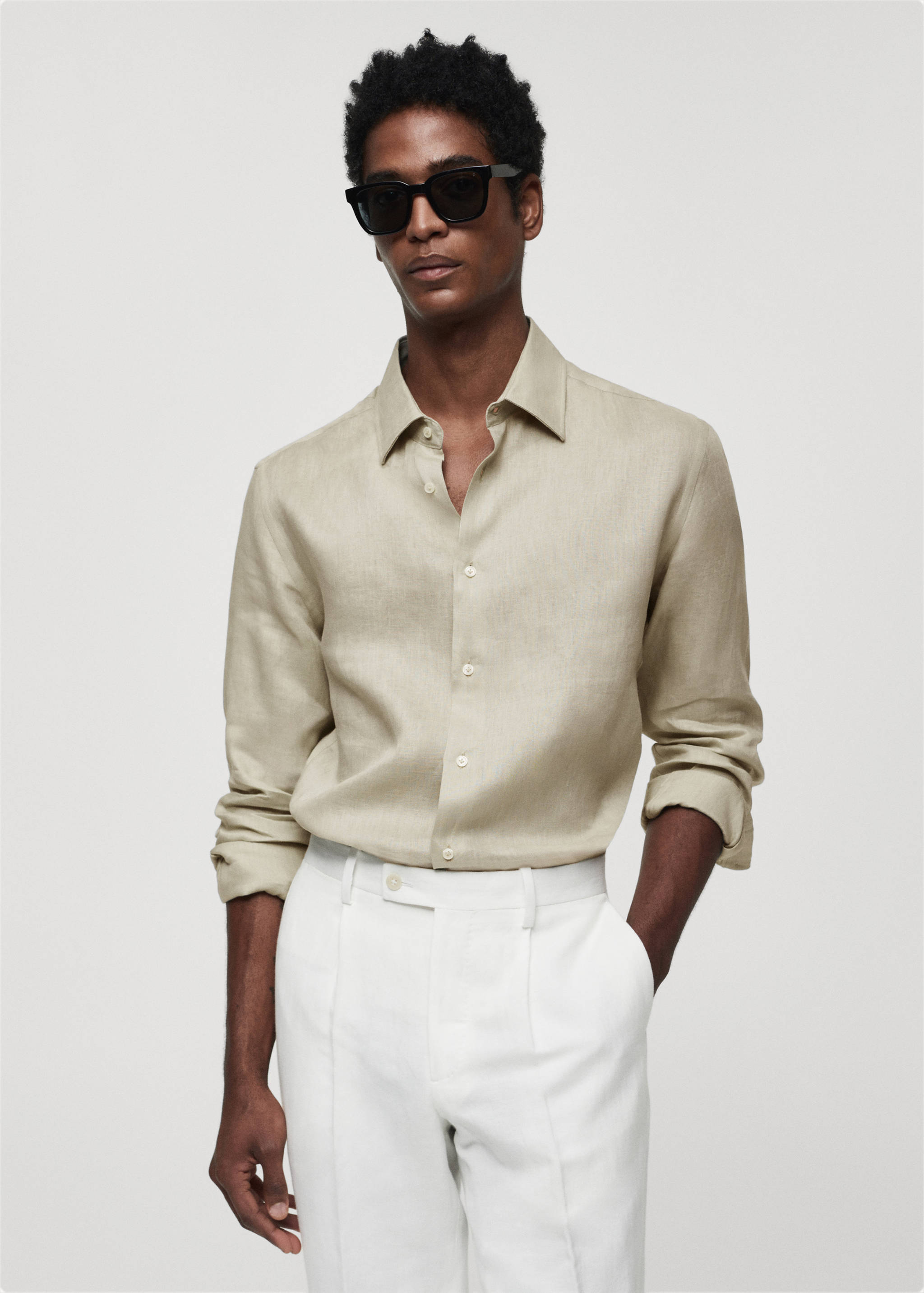 Regular-fit 100% linen shirt - Medium plane