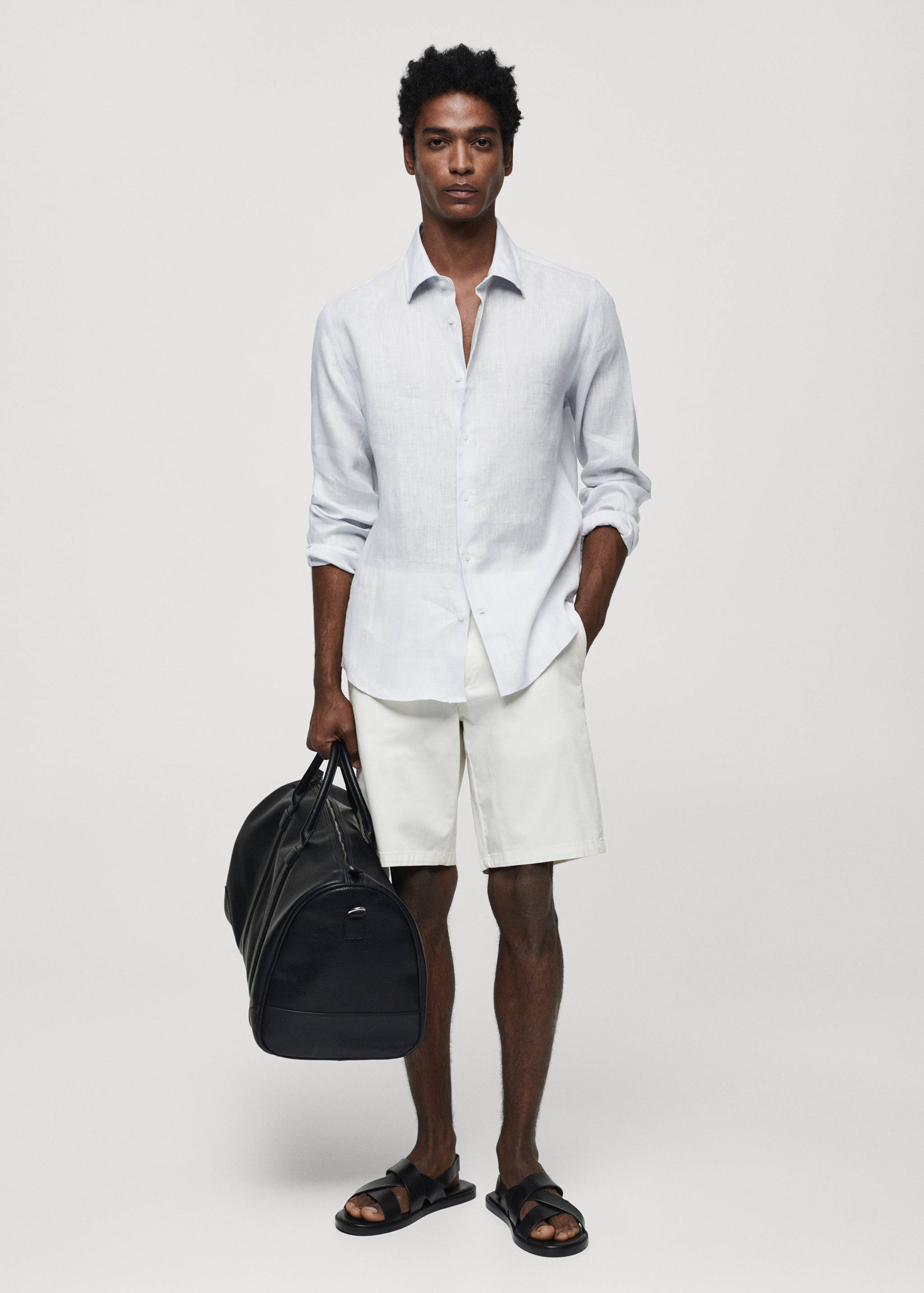 Regular-fit 100% linen shirt - General plane