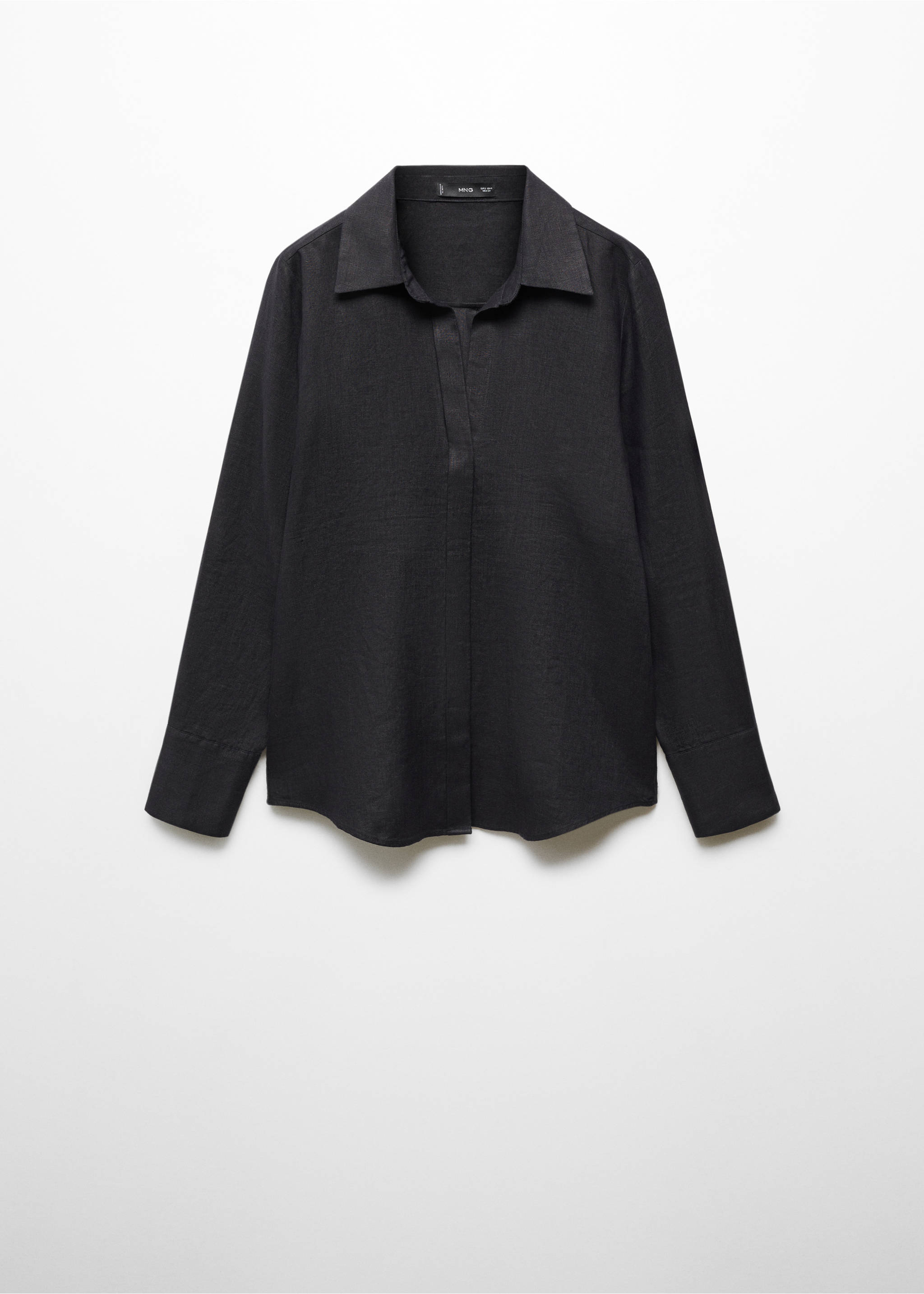 Linen 100% shirt - Article without model, Black. Ref: 67096314-00.