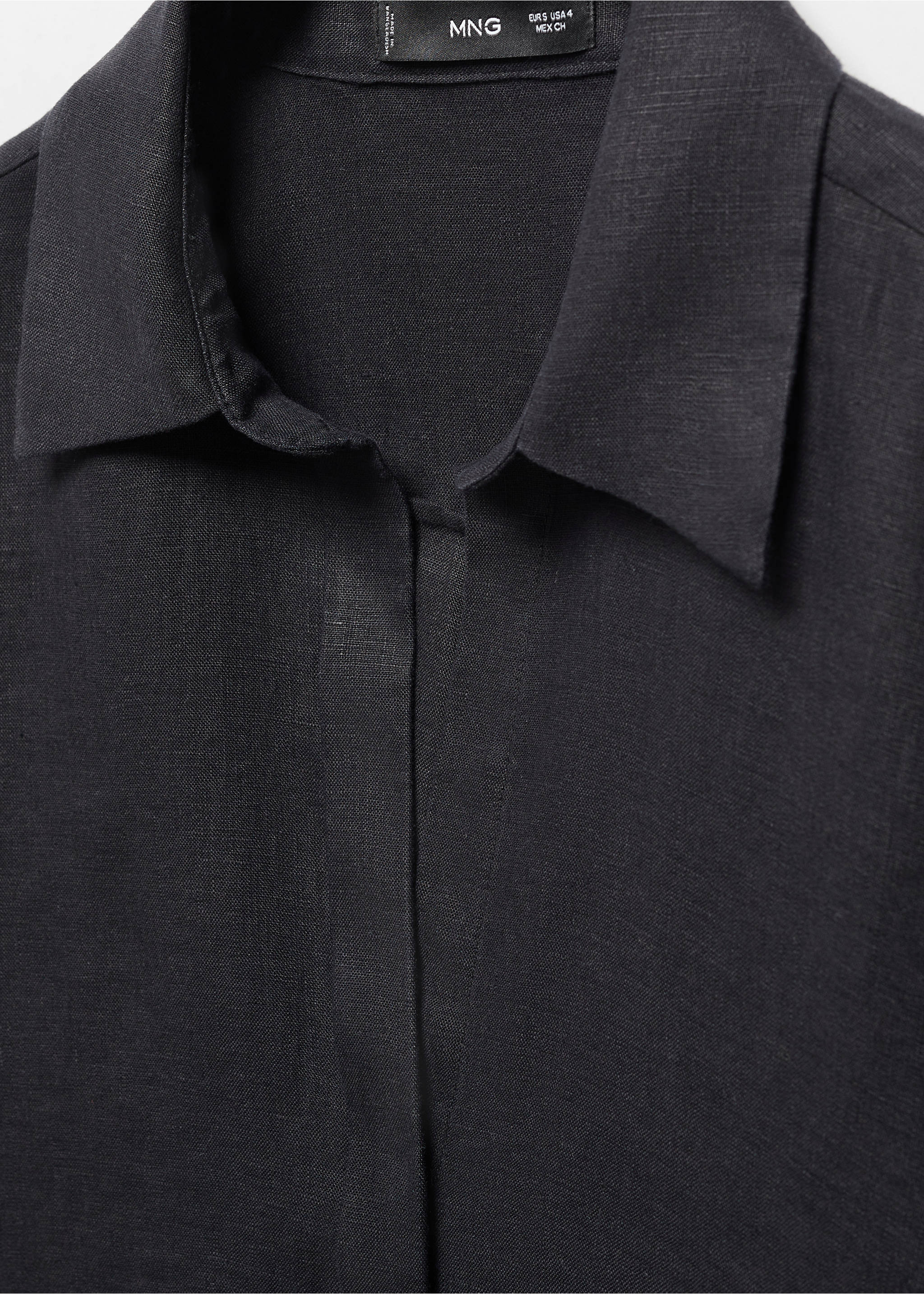 Linen 100% shirt - Details of the article 8, Black. Ref: 67096314-00.
