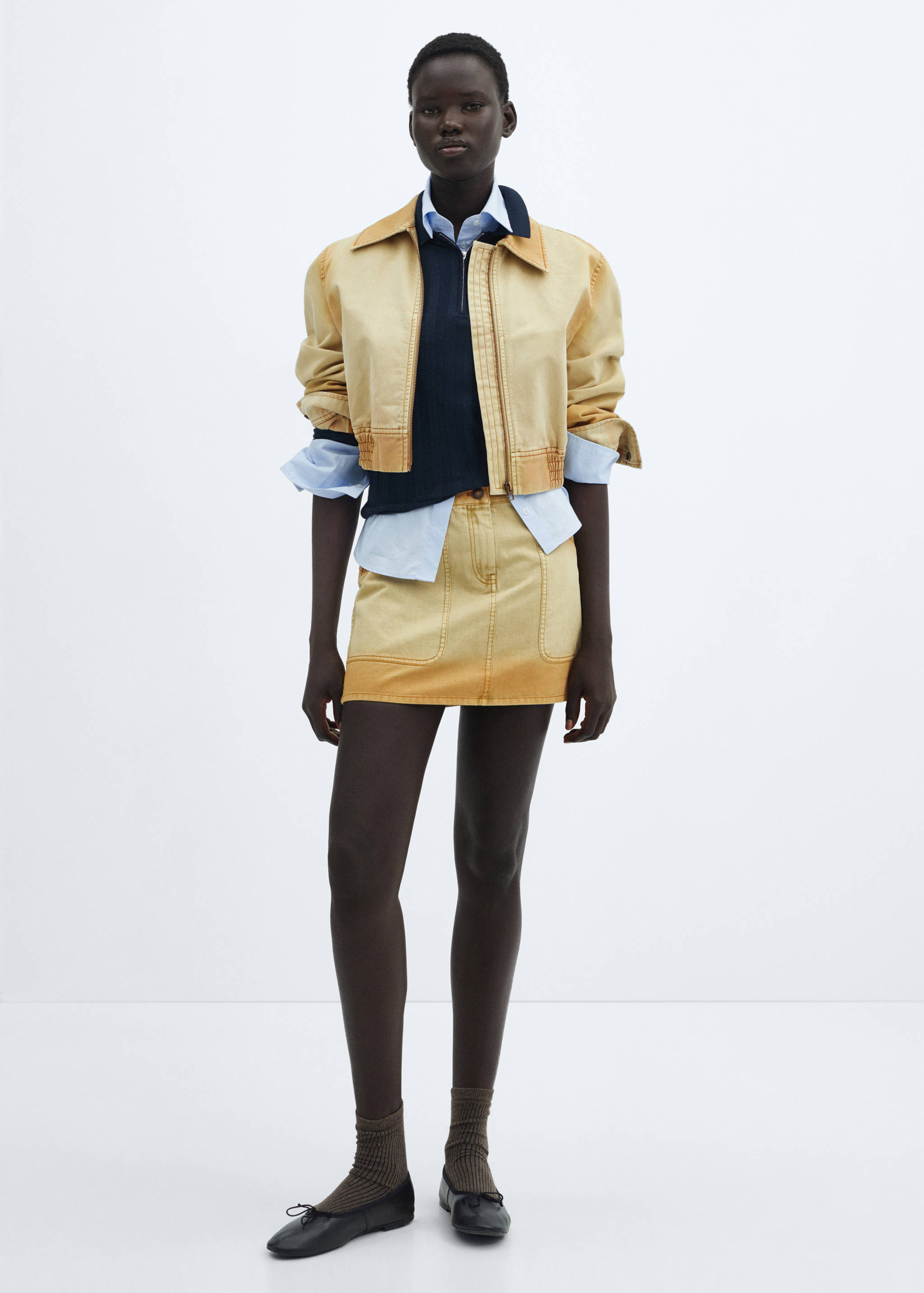 Veste bomber effet usé - Plan général