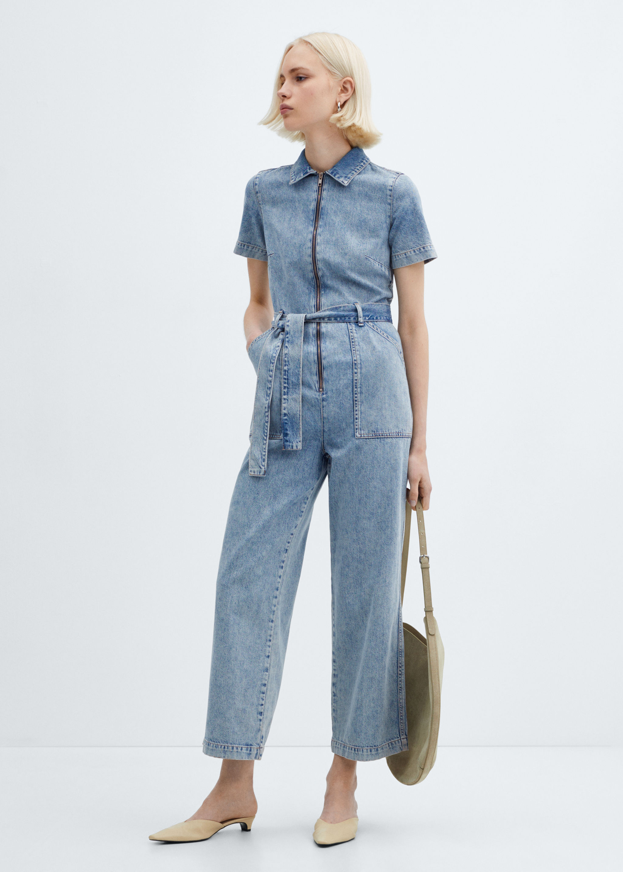 Short-sleeved denim jumpsuit - General plane