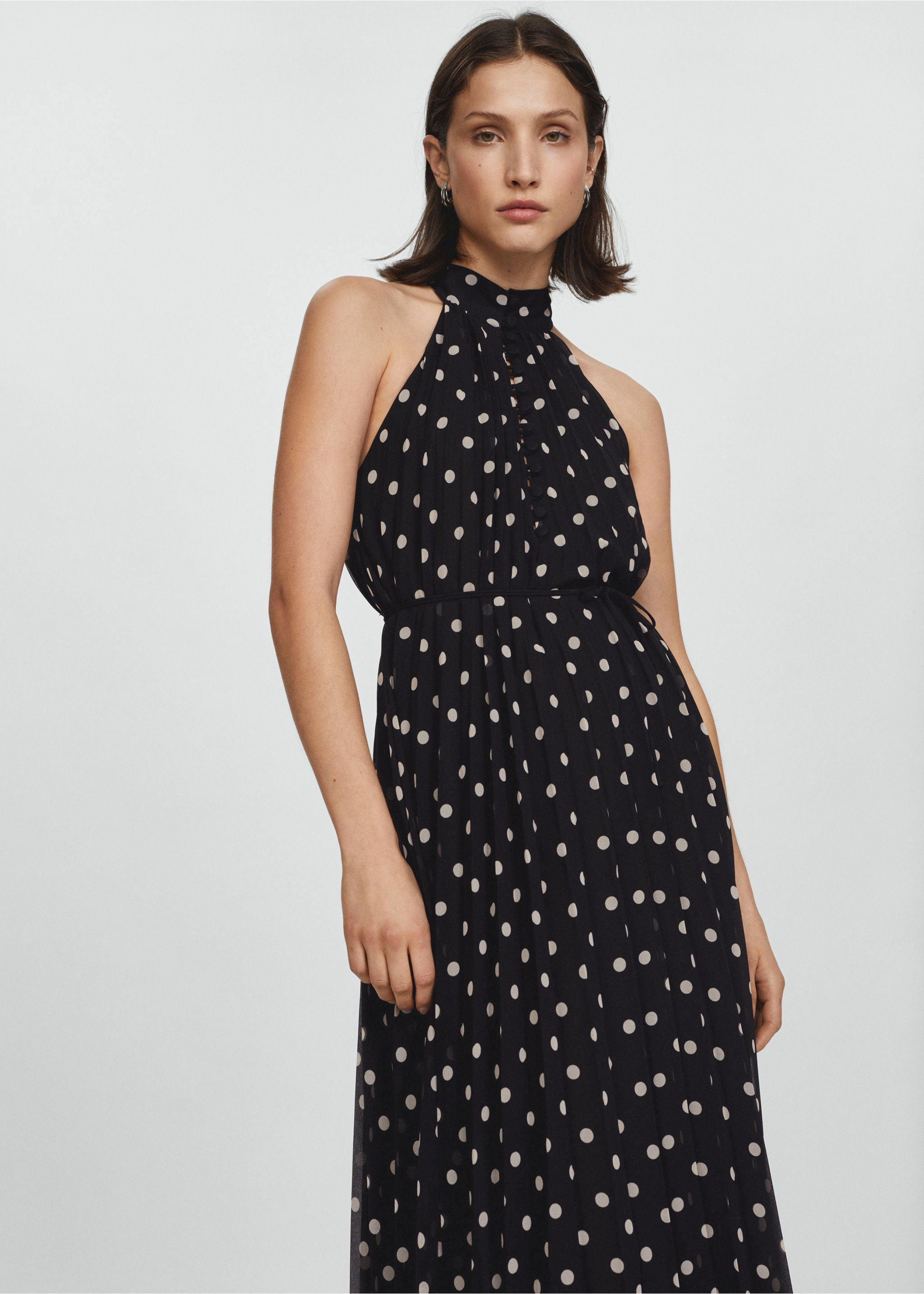 Polka-dot pleated dress - Medium plane