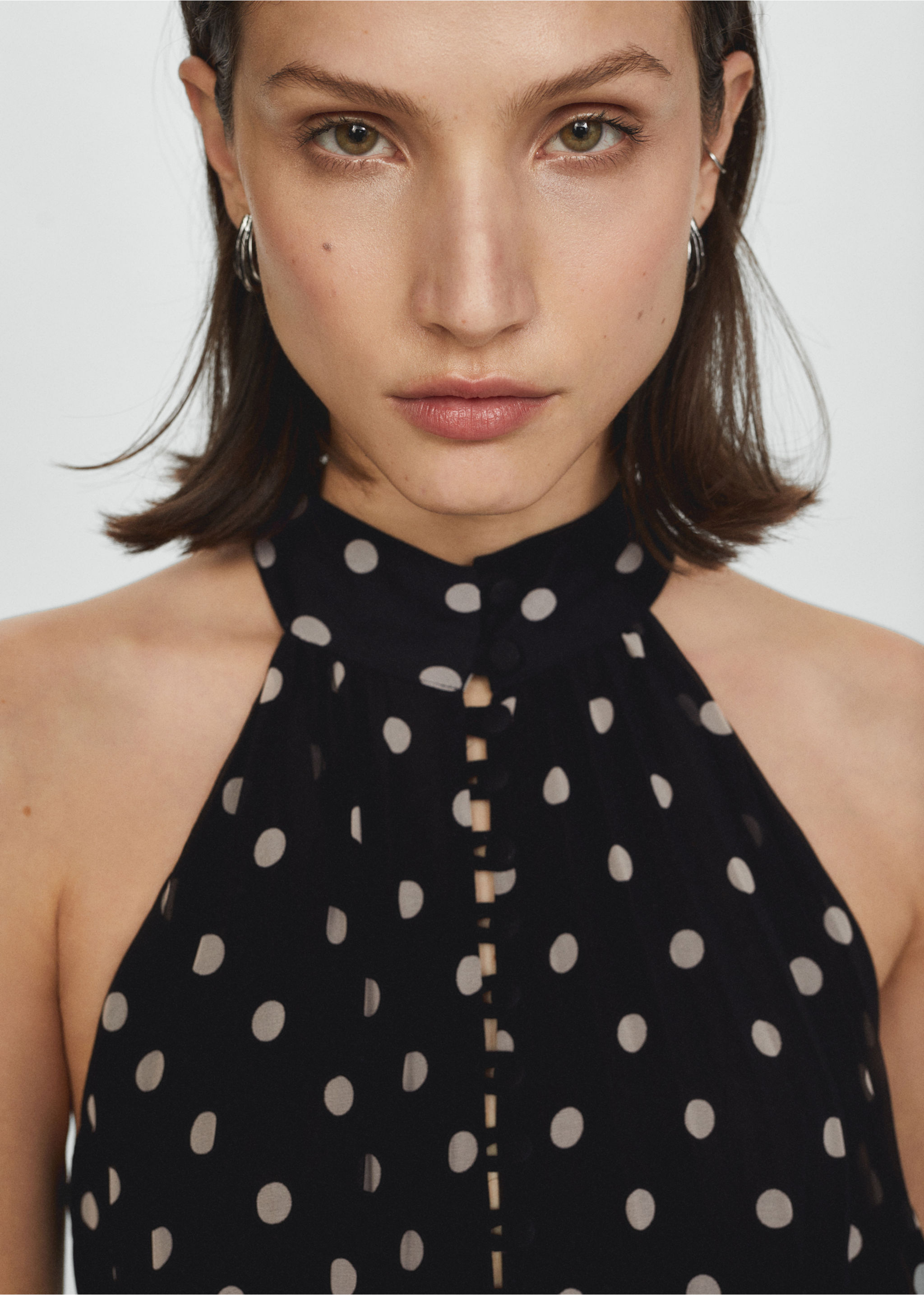 Polka-dot pleated dress - Details of the article 1