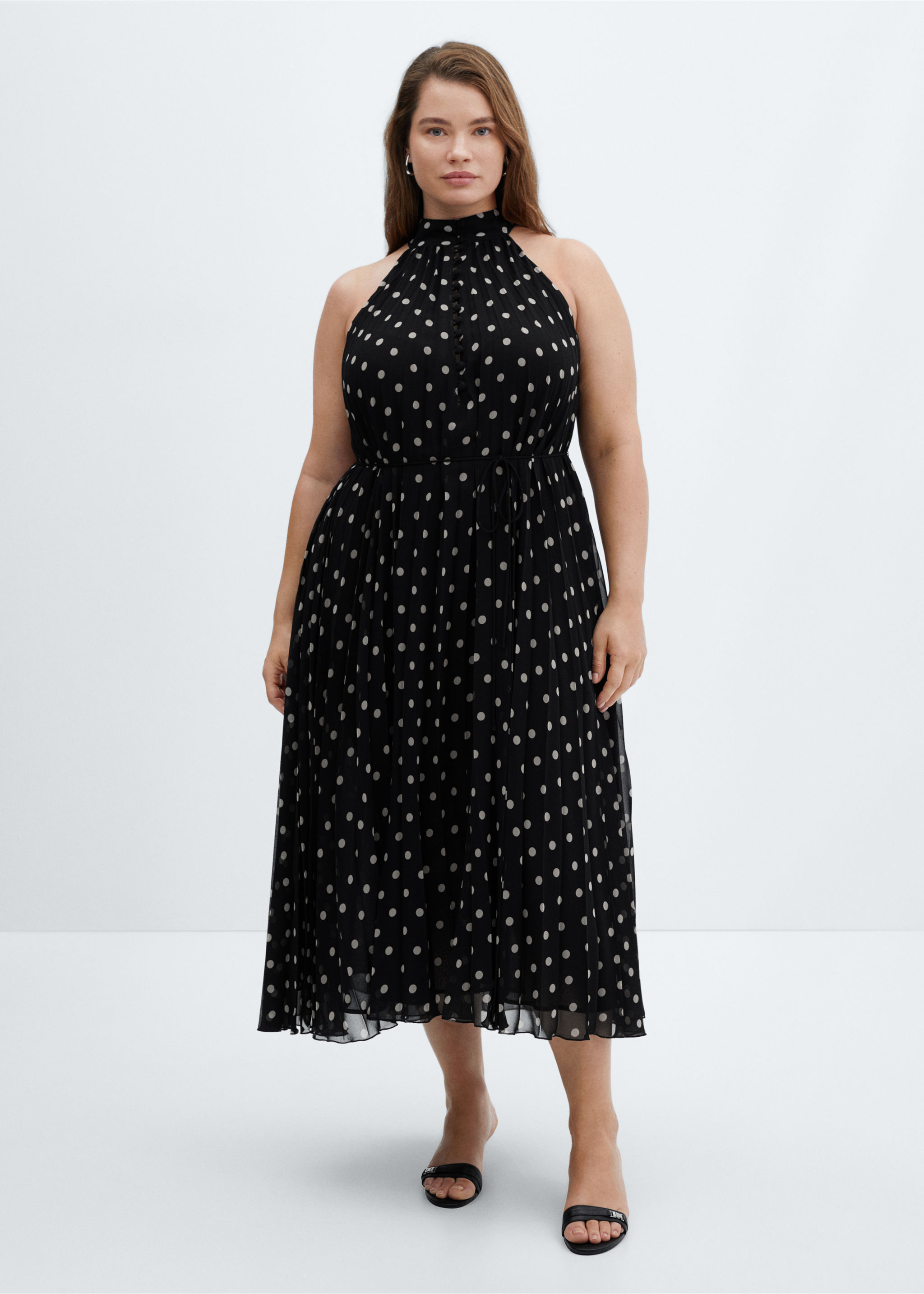 Polka-dot pleated dress - Details of the article 3