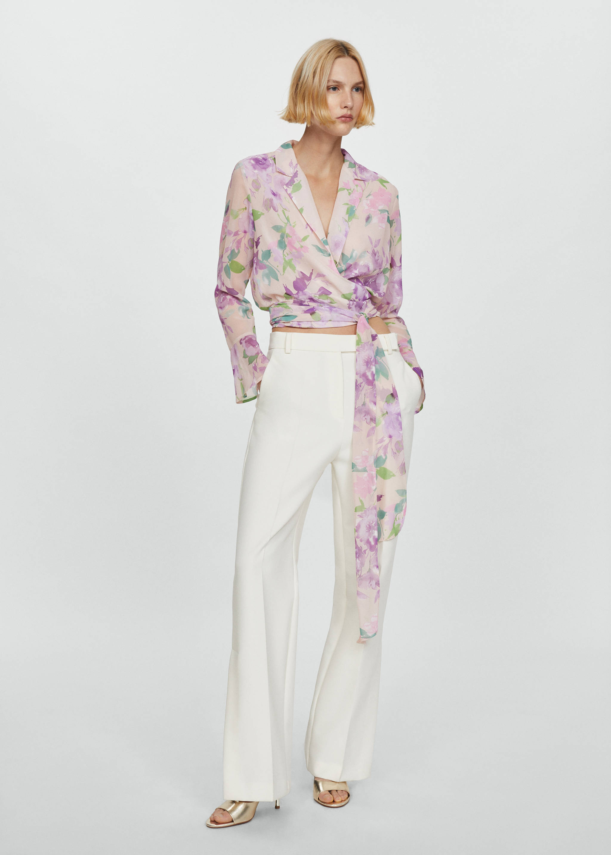 Blouse cache-cœur en imprimé fleuri - Plan général