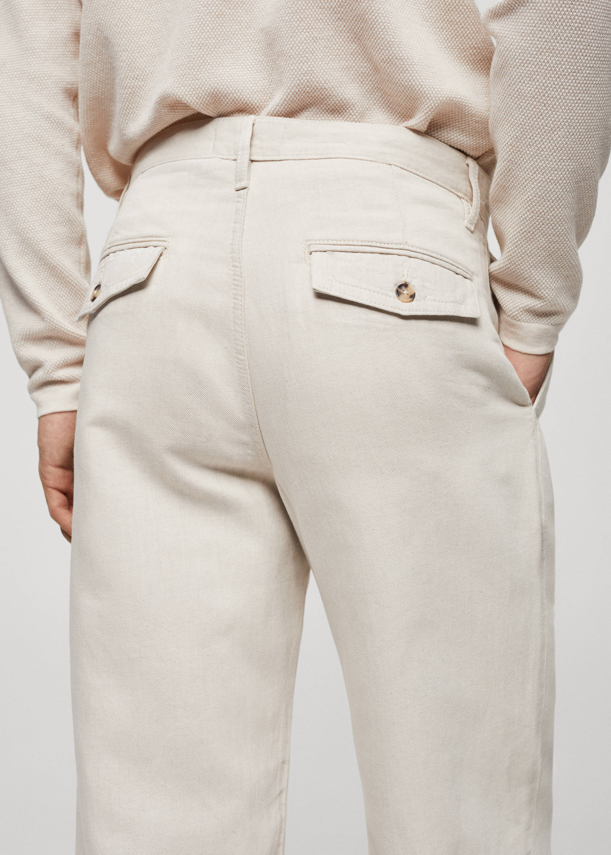 Relaxed-fit linen blend pleated jeans - Details of the article 4