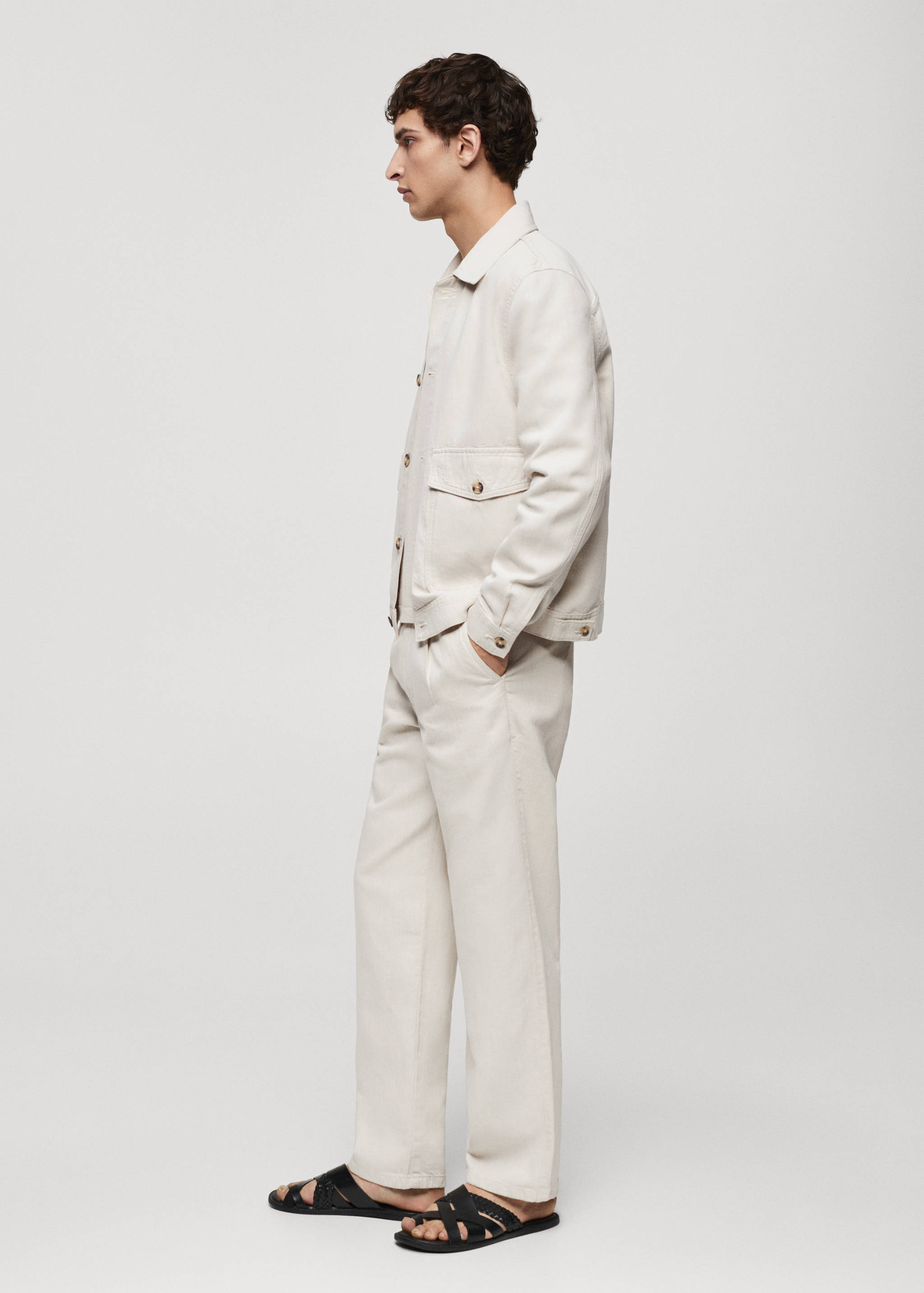 Relaxed-fit linen blend pleated jeans - Details of the article 2