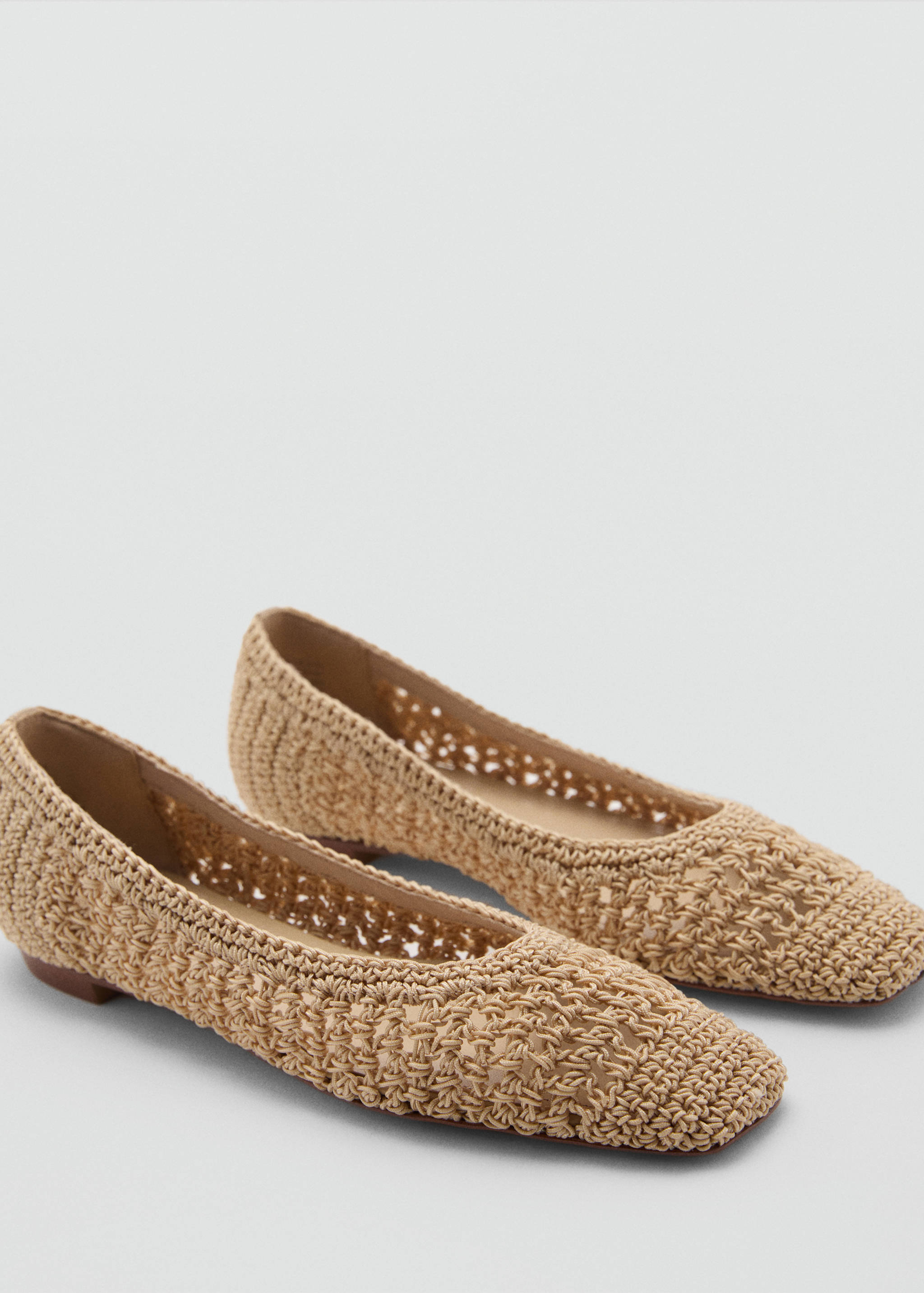 Square-toe braided ballet flats - Medium plane