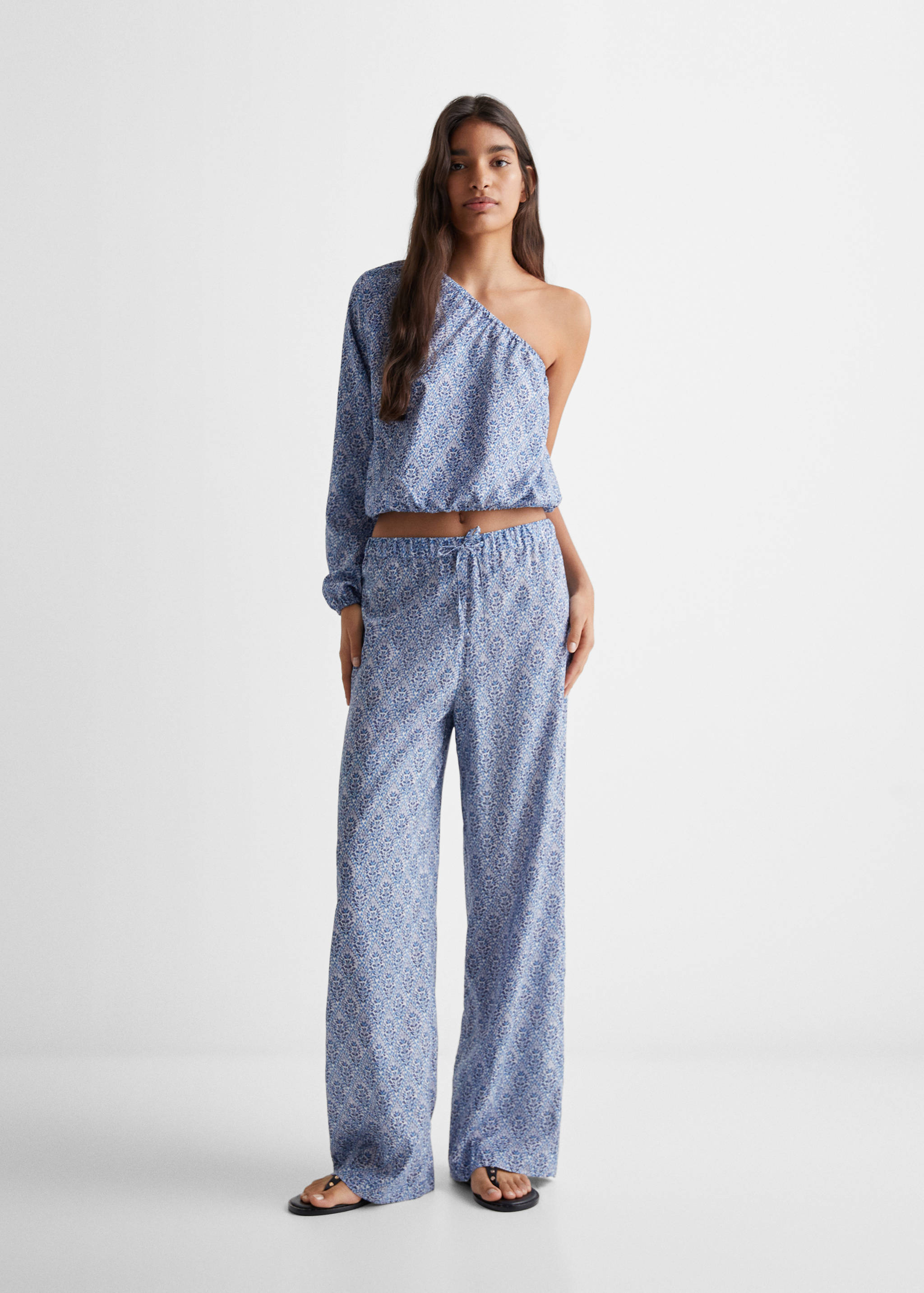 Printed trousers with bow - General plane
