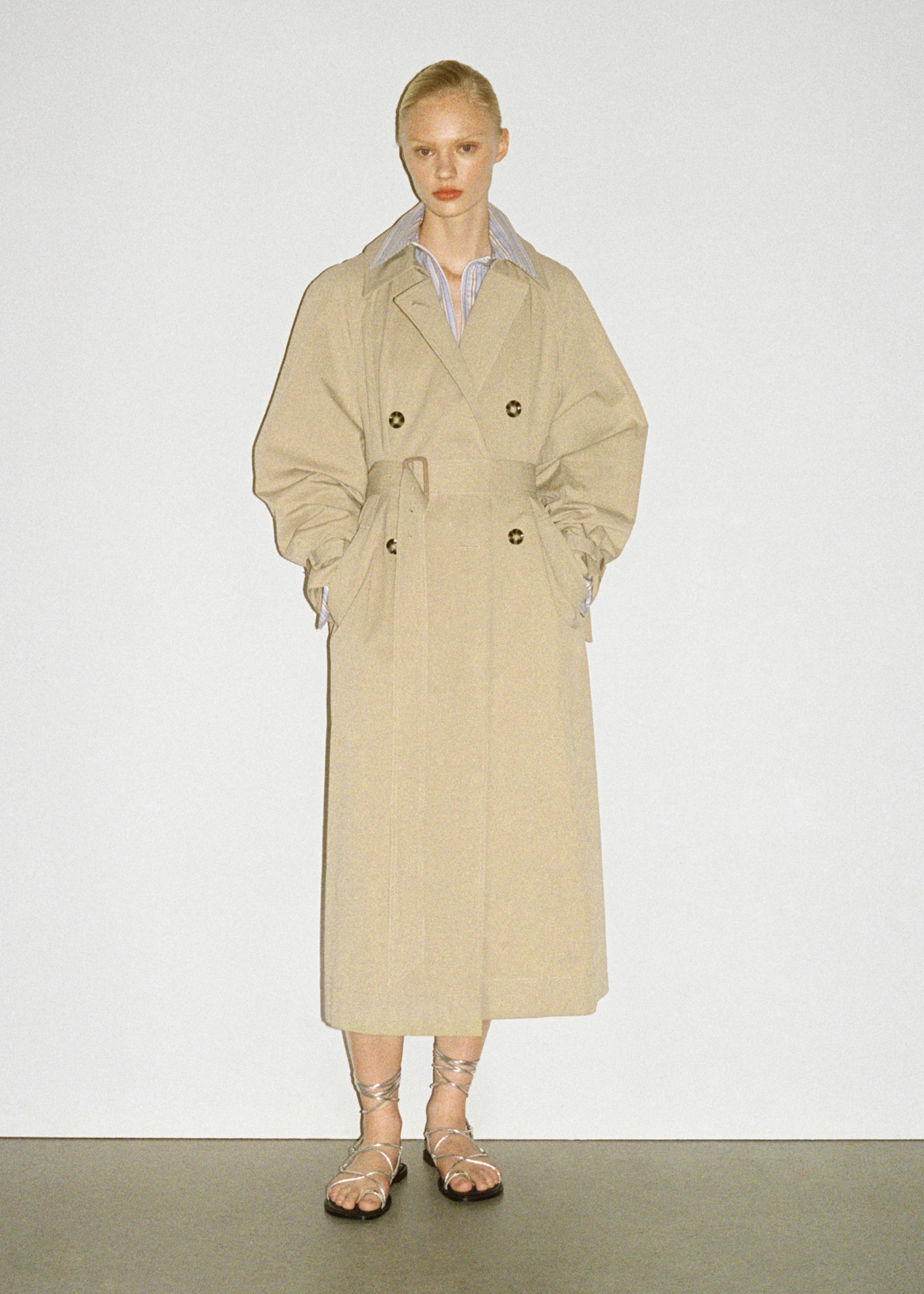 Sandales à lanières cuir - Plan général, Argent. Ref: 67096743-00.