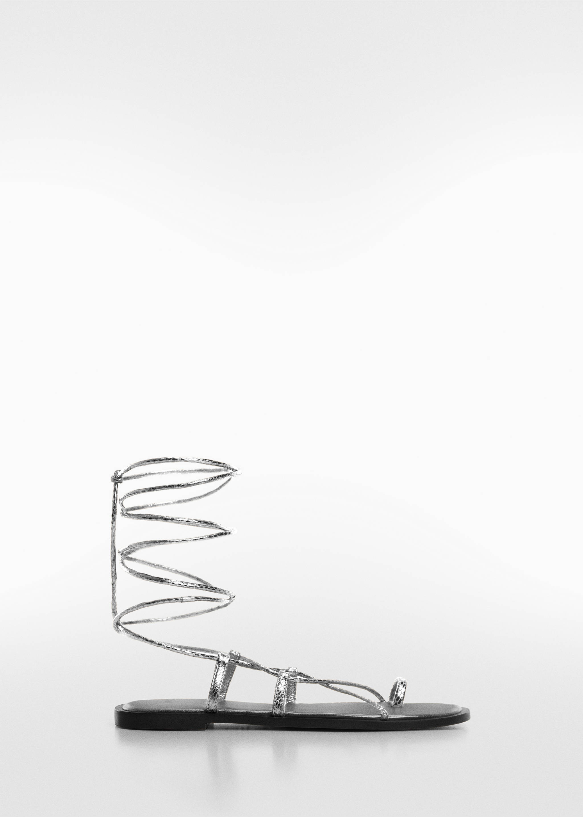 Sandales à lanières cuir - Article sans modèle, Argent. Ref: 67096743-00.