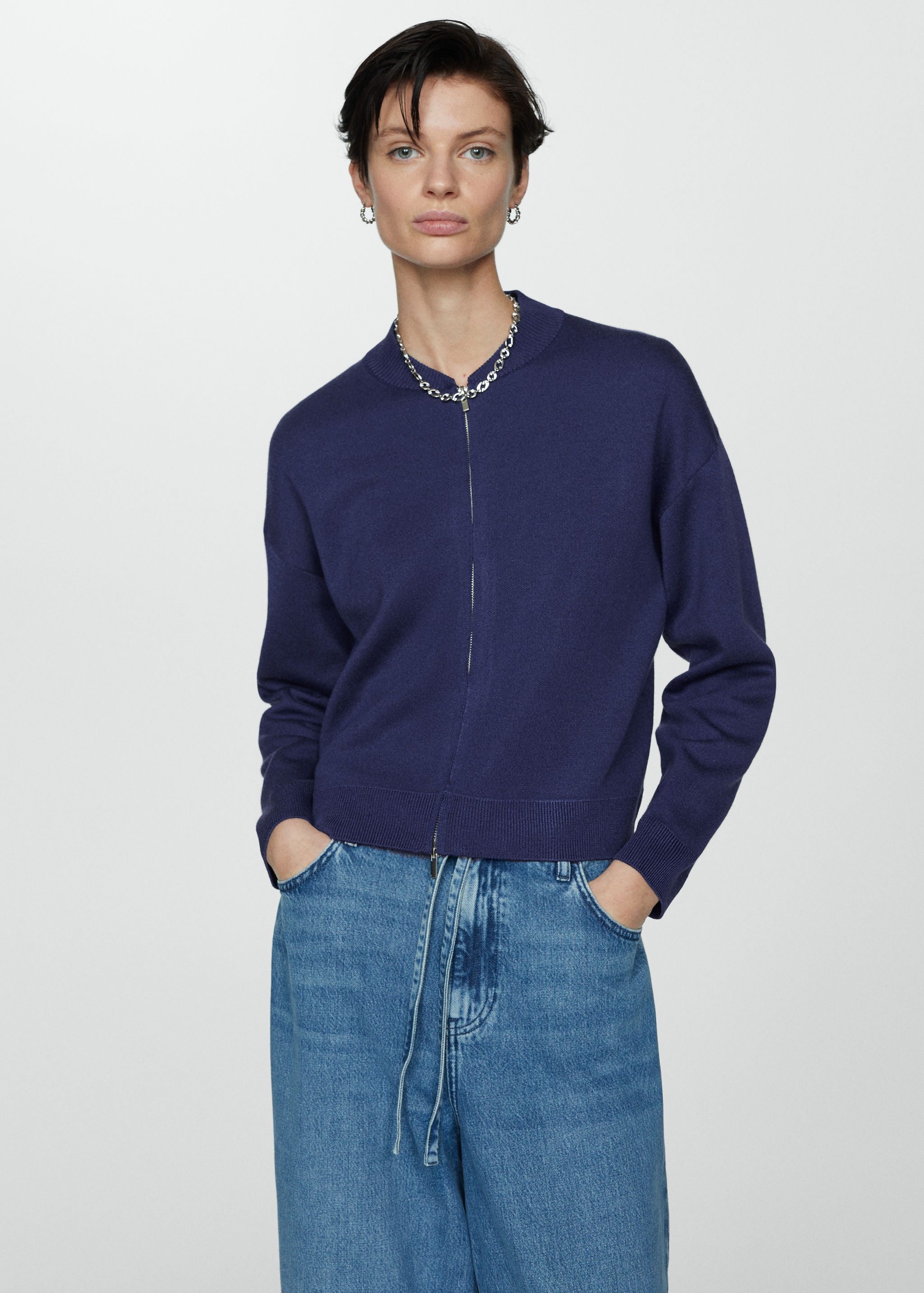 Zipped knit cardigan - Women | MANGO OUTLET USA Zipped knit cardigan - Women | MANGO OUTLET USA