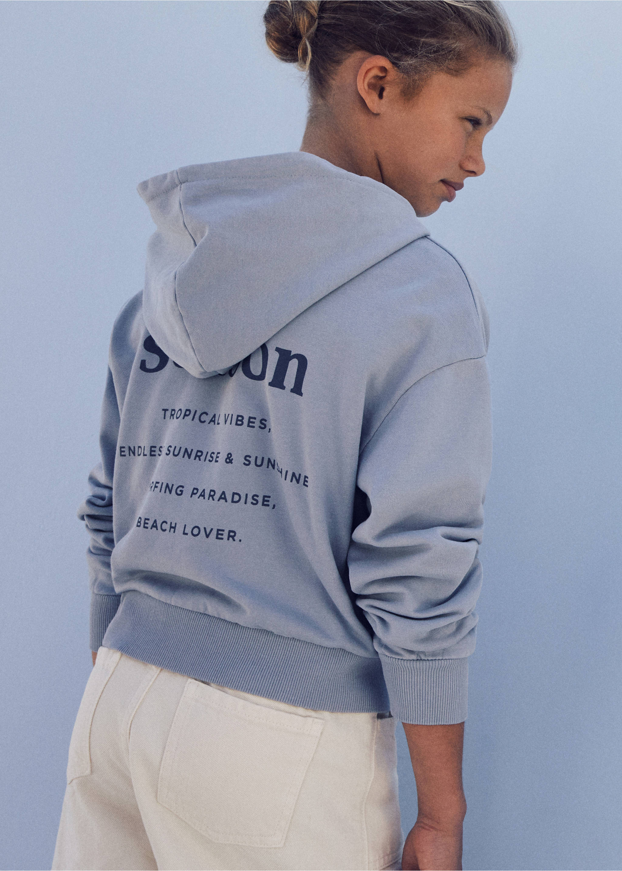 Printed hoodie - Details of the article 5, Blue. Ref: 67097132-00.