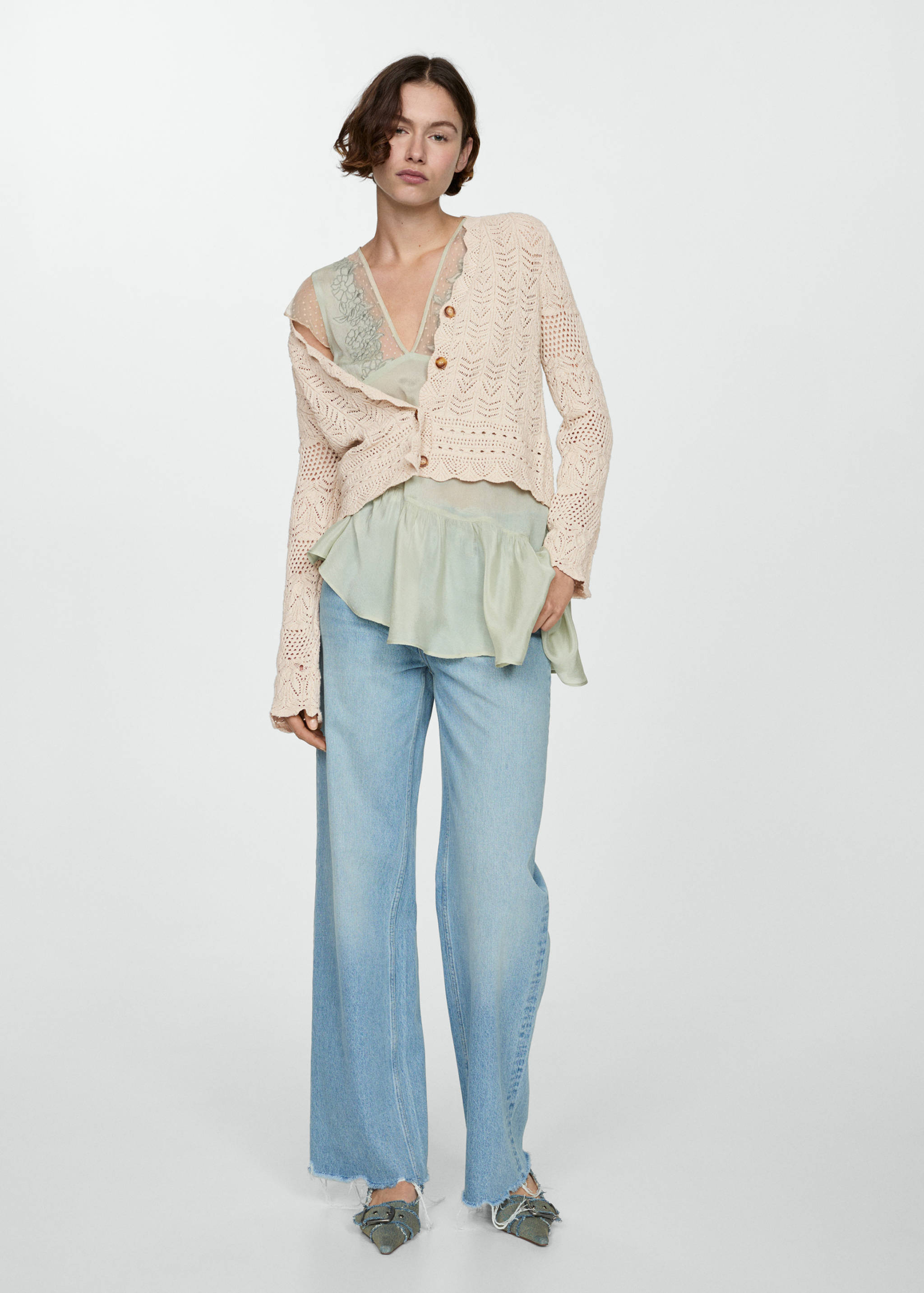 Cardigan with lace details - General plane