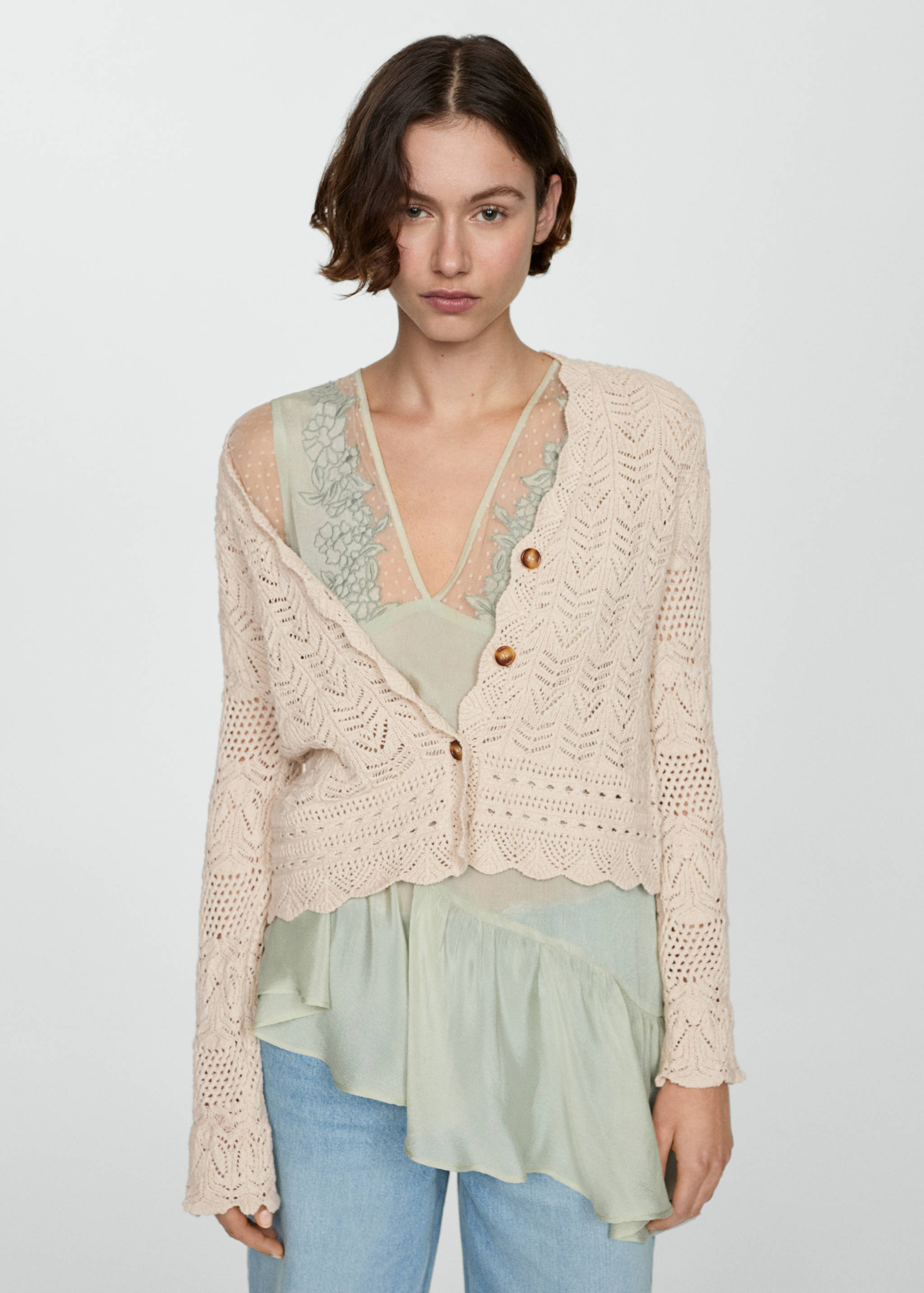 Cardigan with lace details - Medium plane