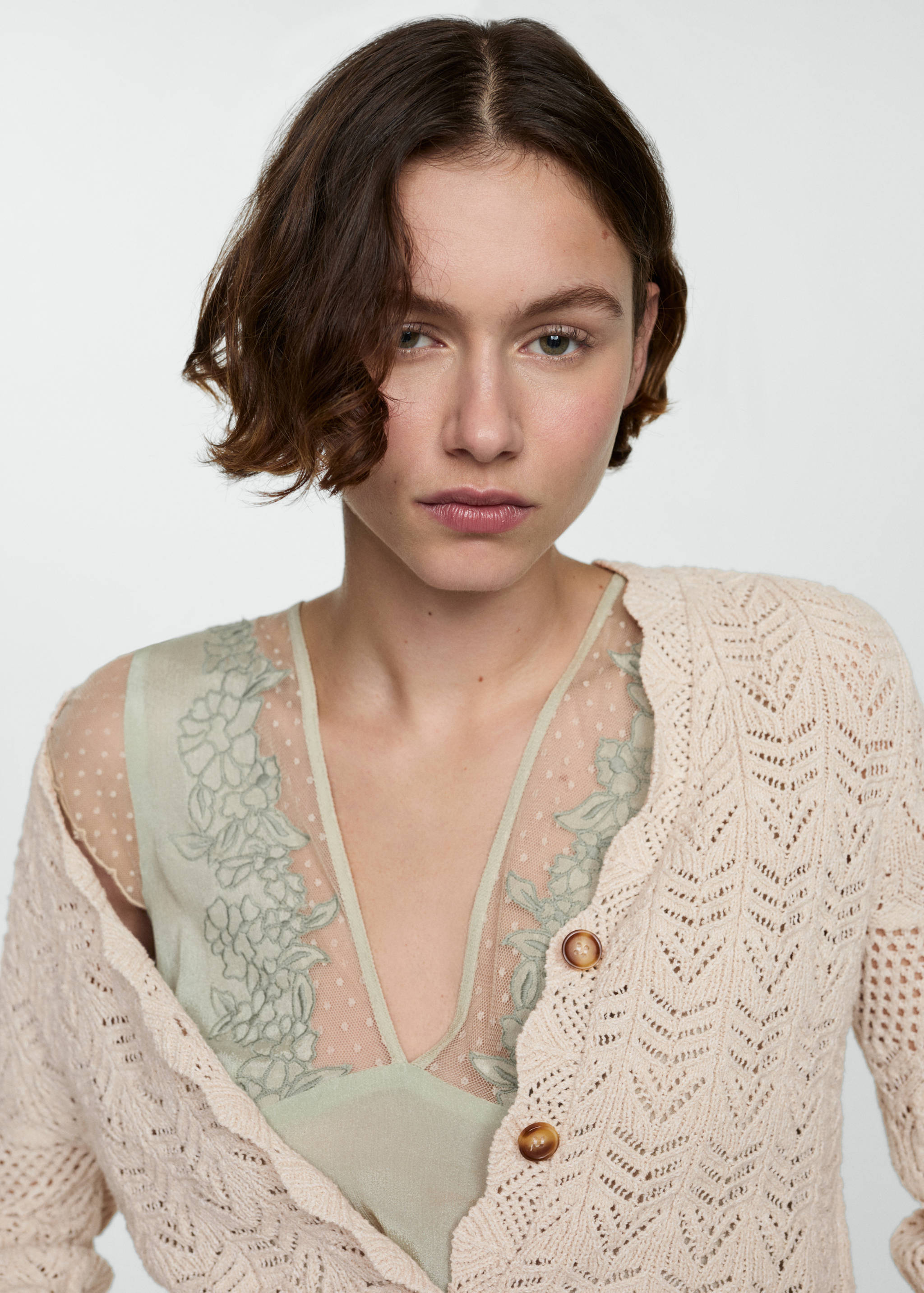 Cardigan with lace details - Details of the article 1
