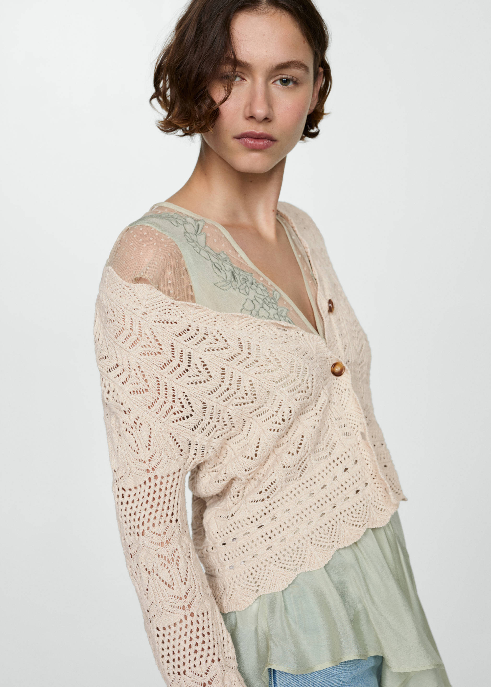 Cardigan with lace details - Details of the article 2